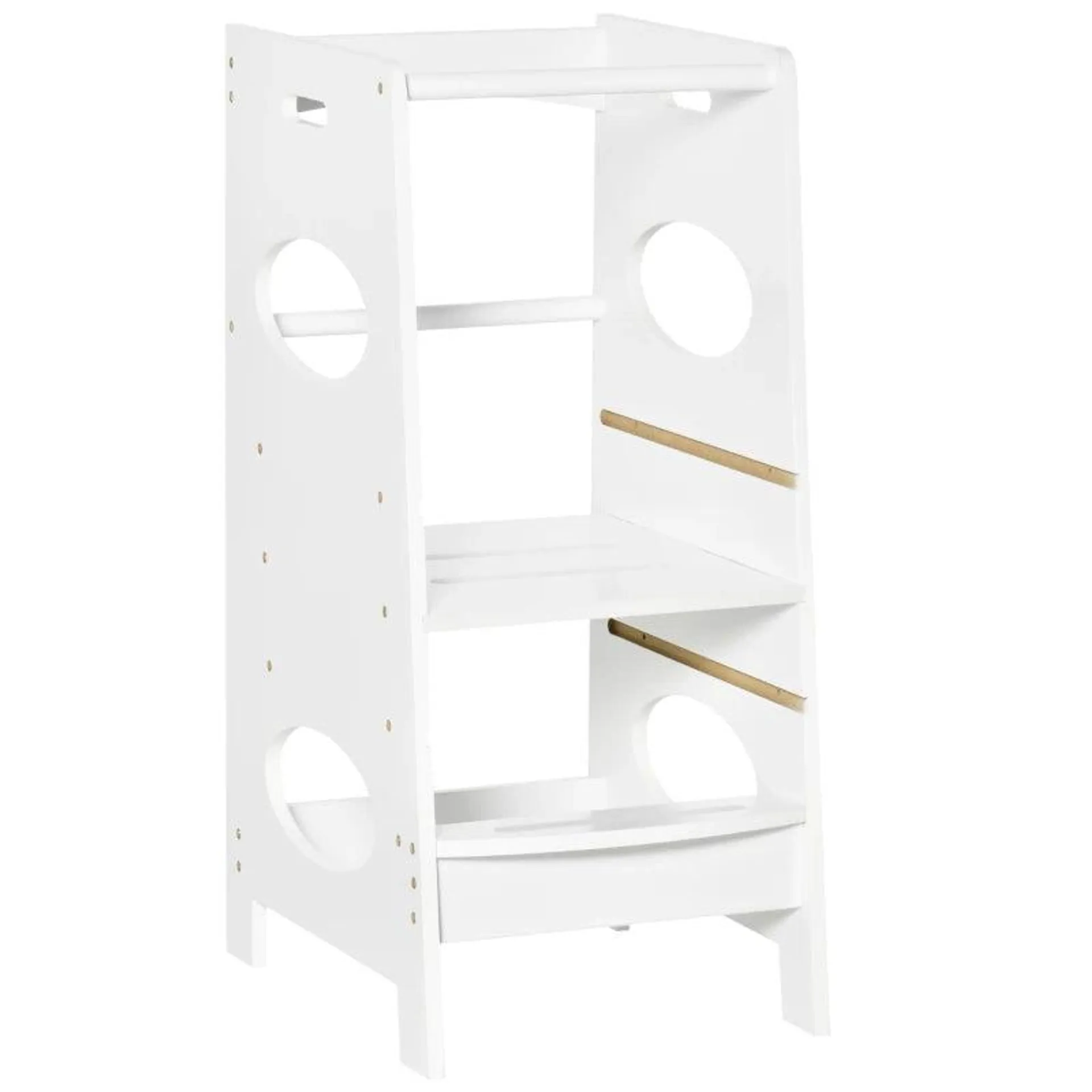 HOMCOM Toddler Step Stool with Safety Rail - White