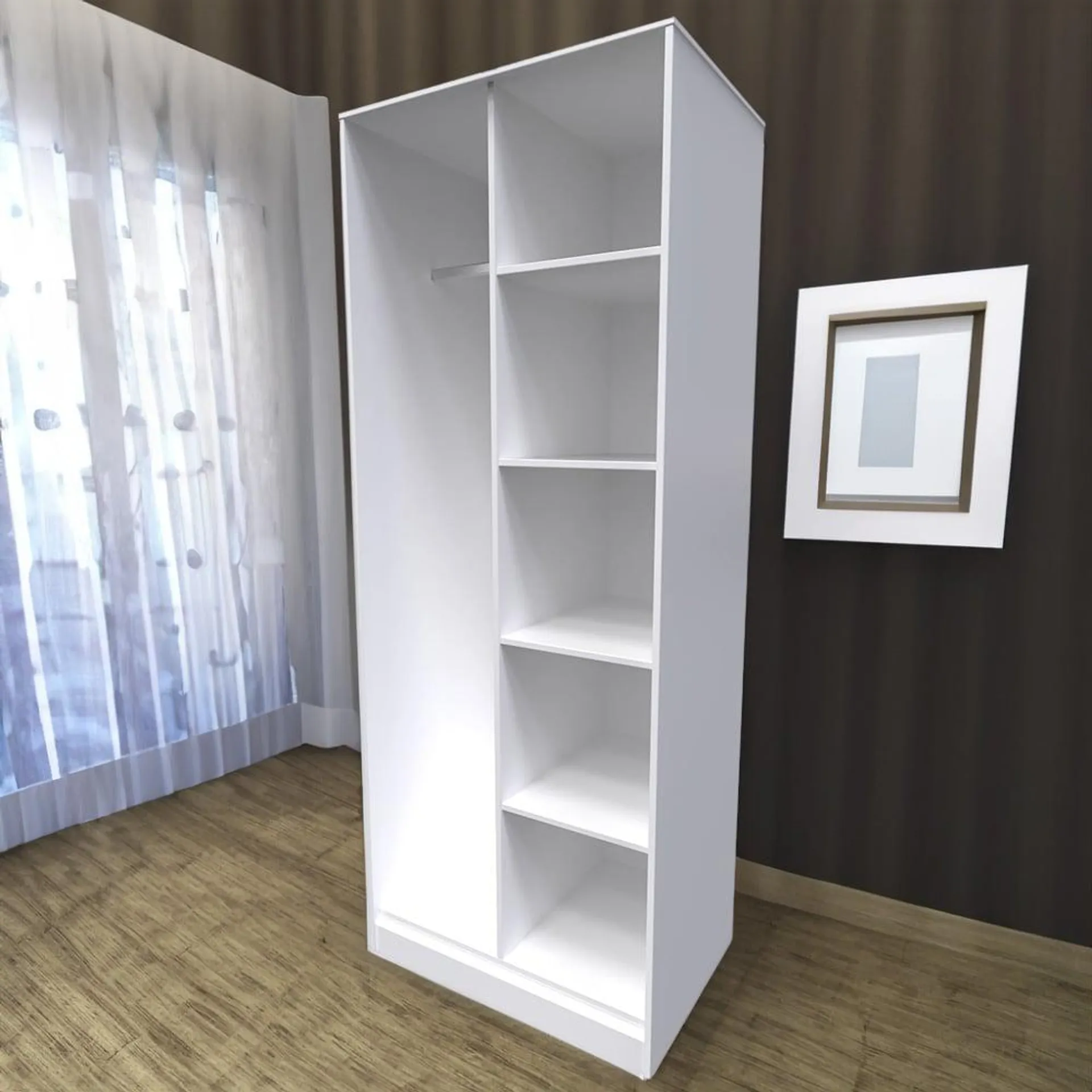 Crowndale Cube Matt White Open Wardrobe Ready Assembled