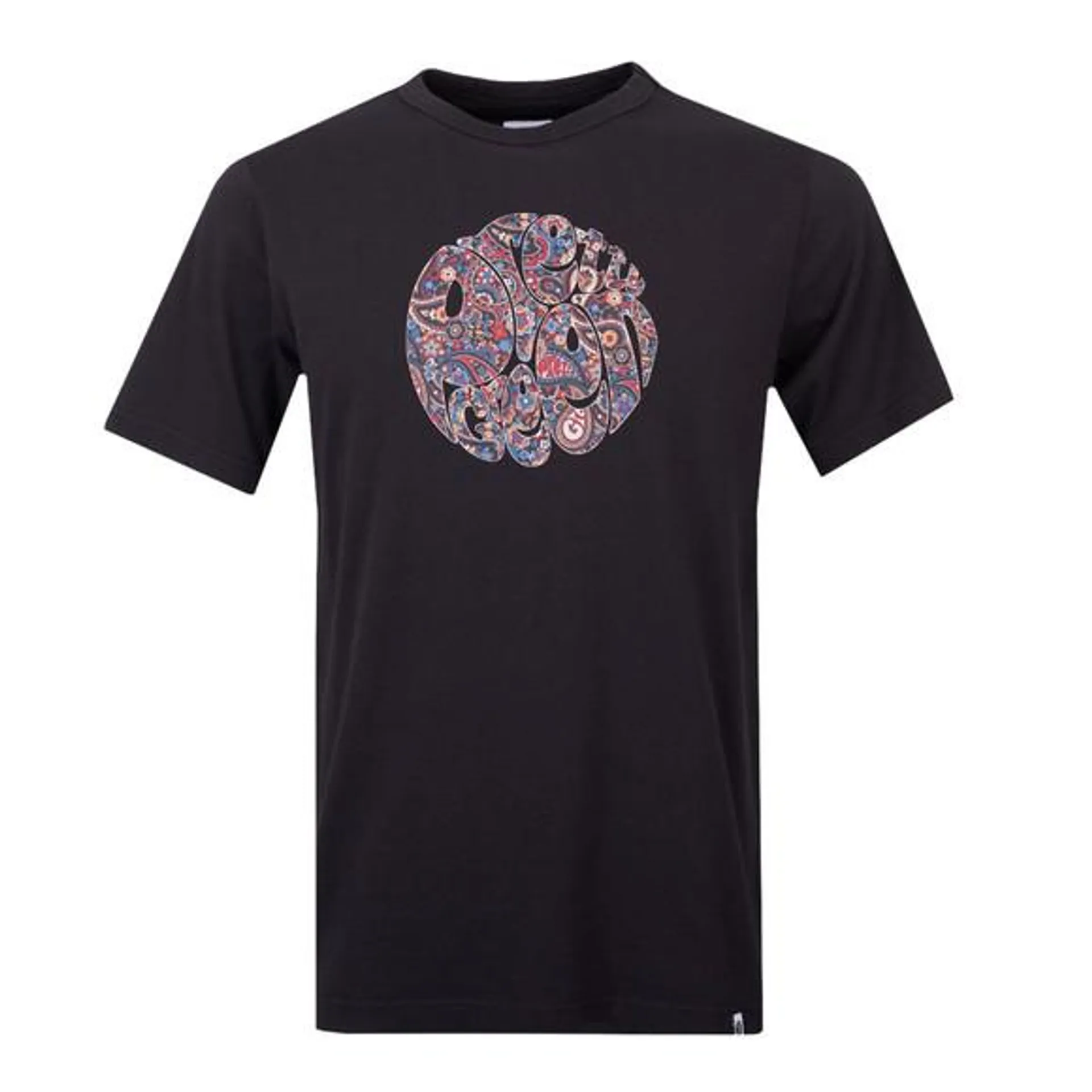 Mens Black Wonderwall Paisley Print Logo T-shirt