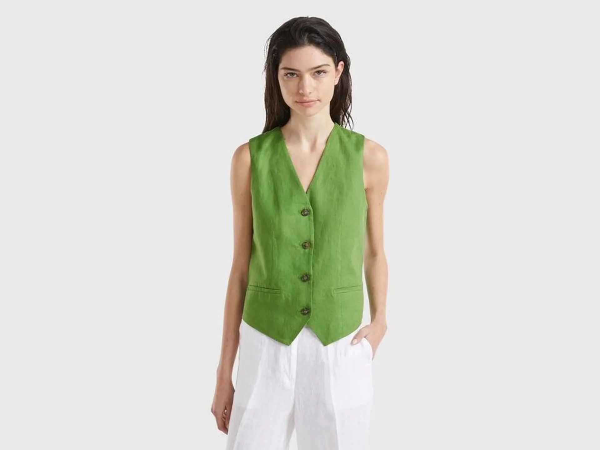 Pure linen vest