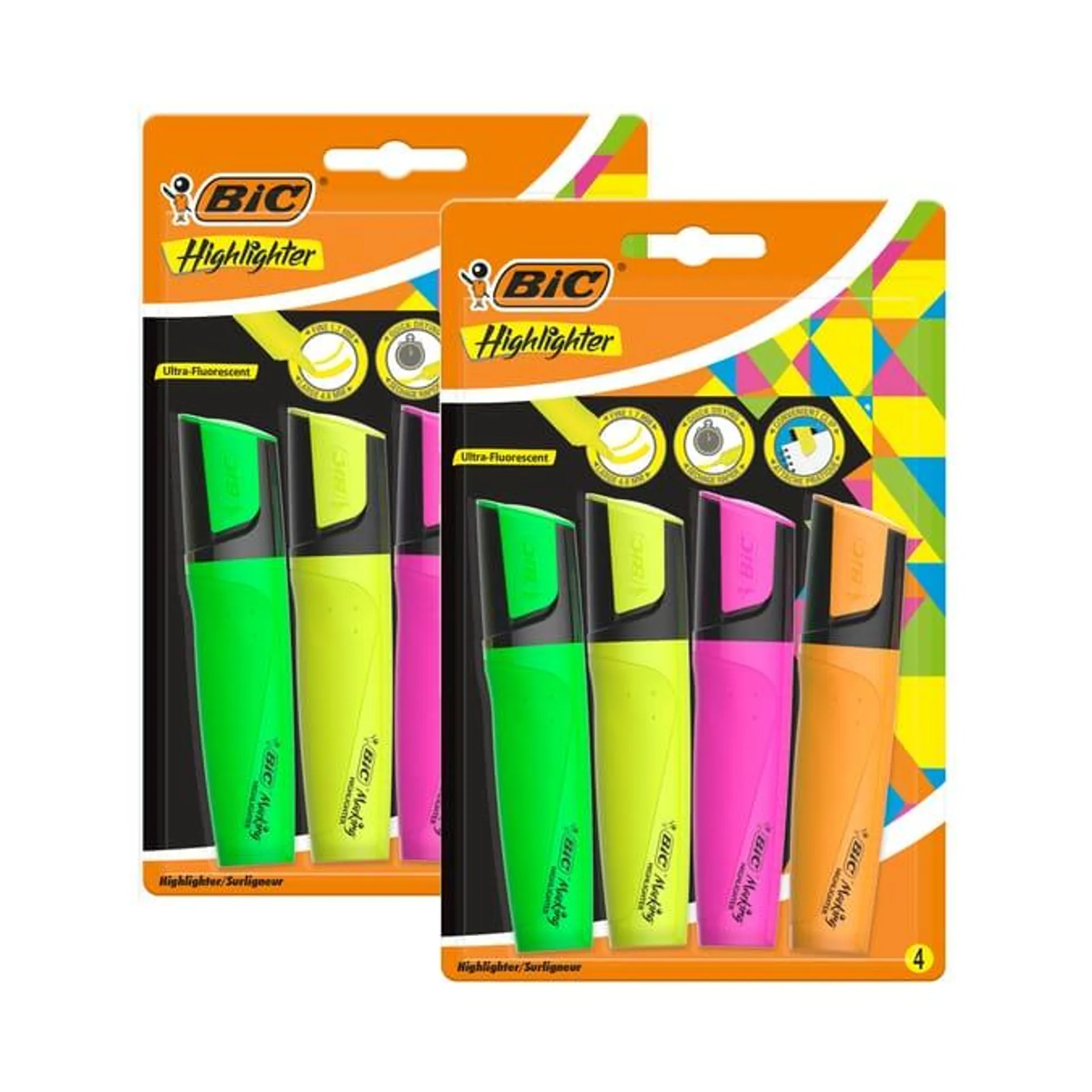 Bic Highlighter Pens 4 Pack x2