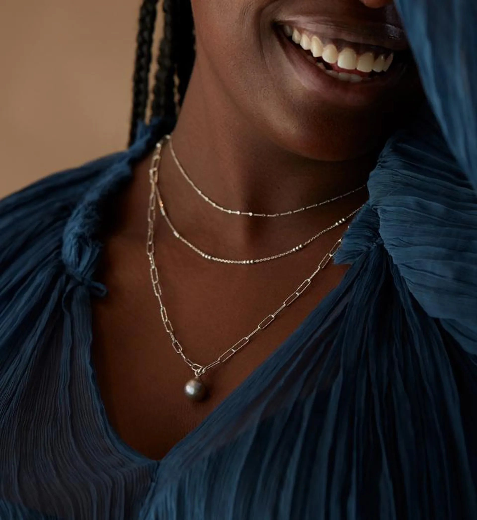 Nura Grey Pearl Fine Twist, Triple Beaded and Alta Textured Necklace Set