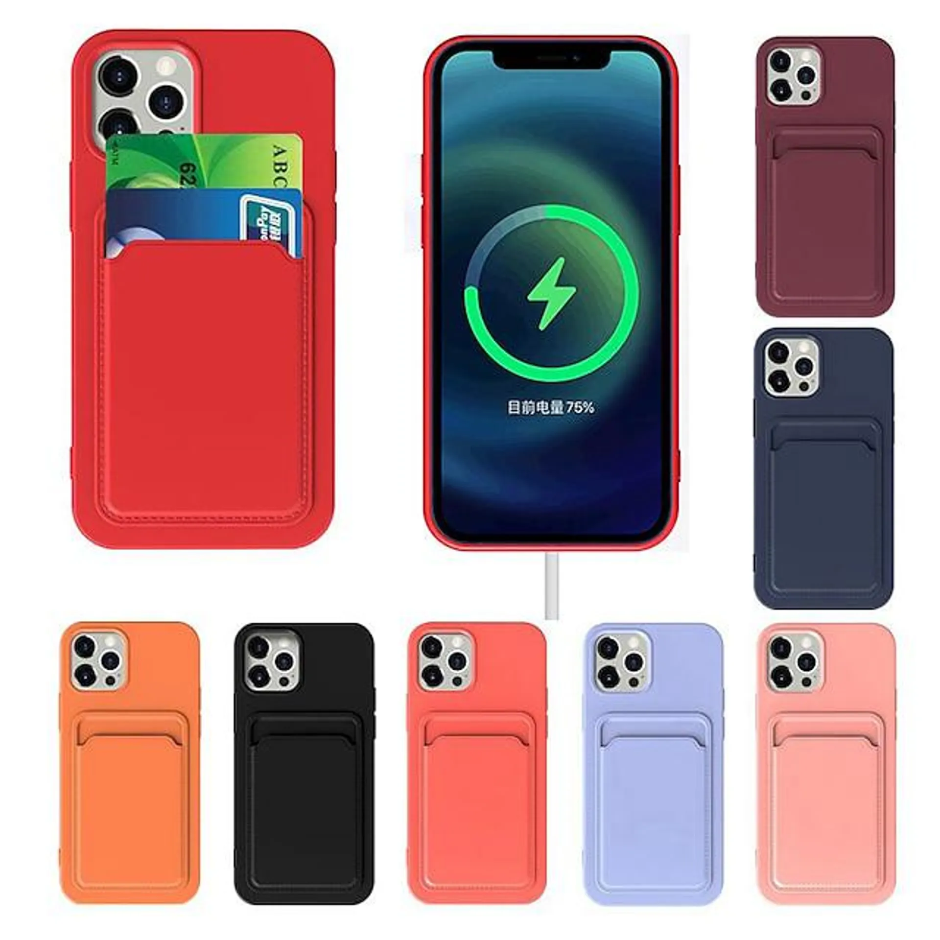 Phone Case For iPhone 15 Pro Max Plus iPhone 14 13 12 11 Pro Max Mini SE X XR XS Max 8 7 Plus Back Cover Wallet Case Shockproof Solid Color TPU Silicone