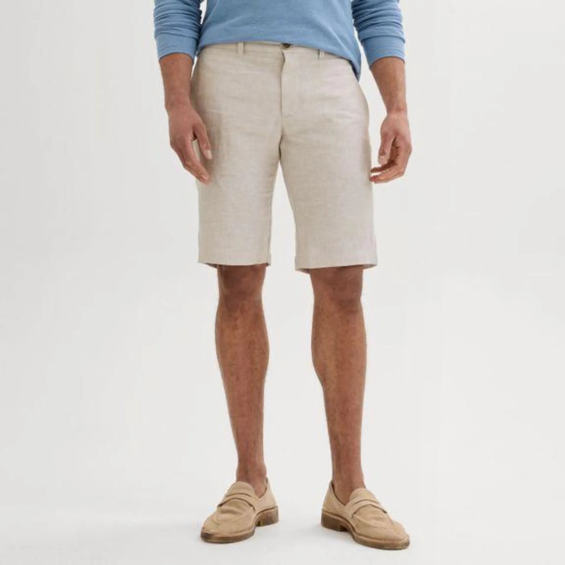 Sand melange linen shorts