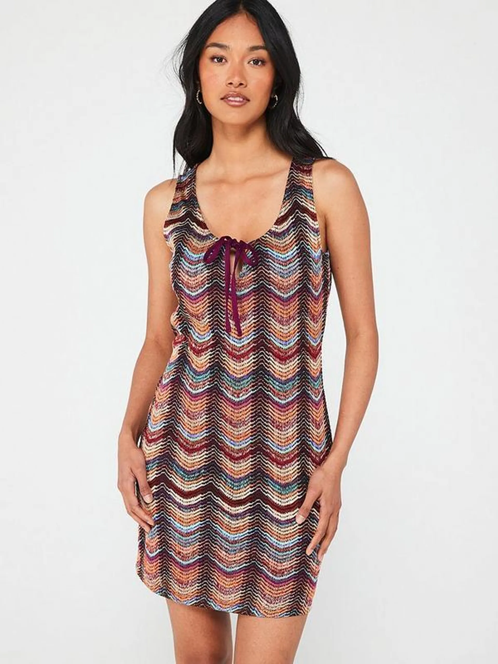 Crochet Tie Mini Dress - Multi