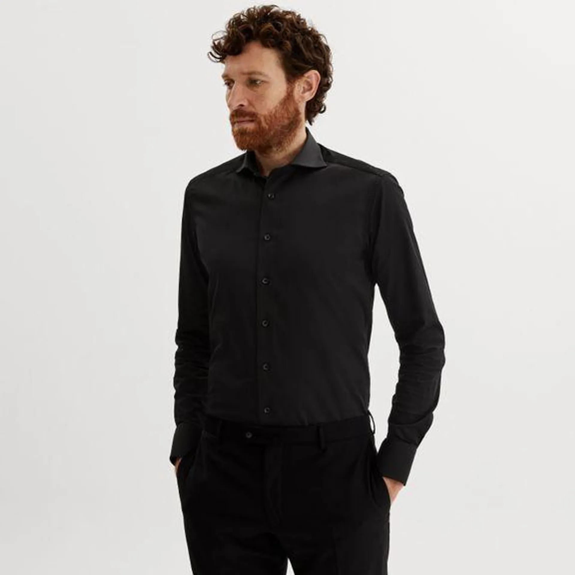 Black Business Shirt with Stretch