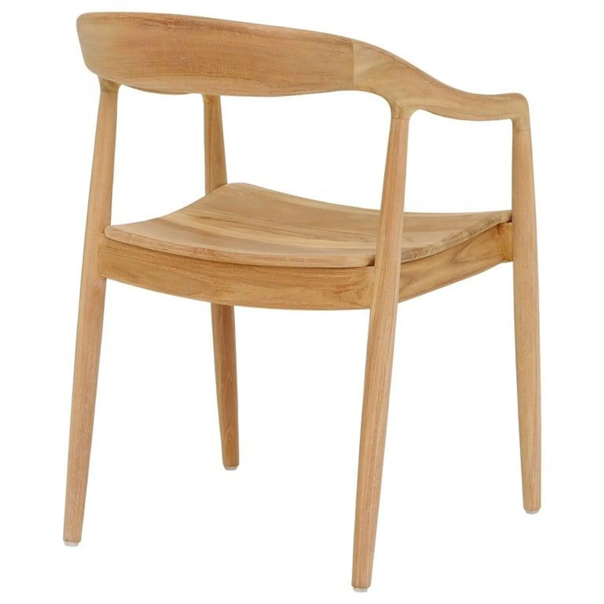 Curved Teak Wood Open Back Dining Armchair