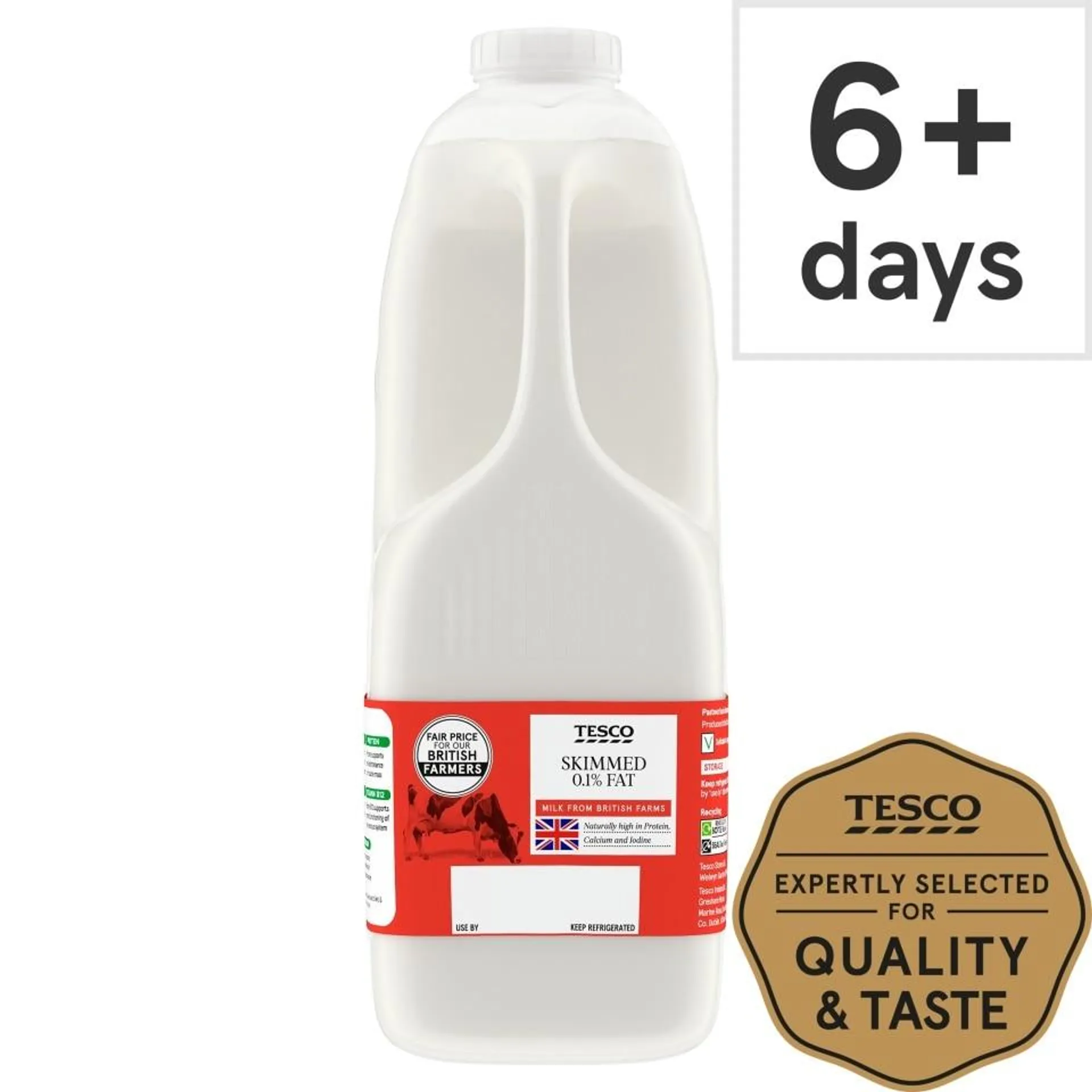 Tesco British Skimmed Milk 2.272L, 4 Pints