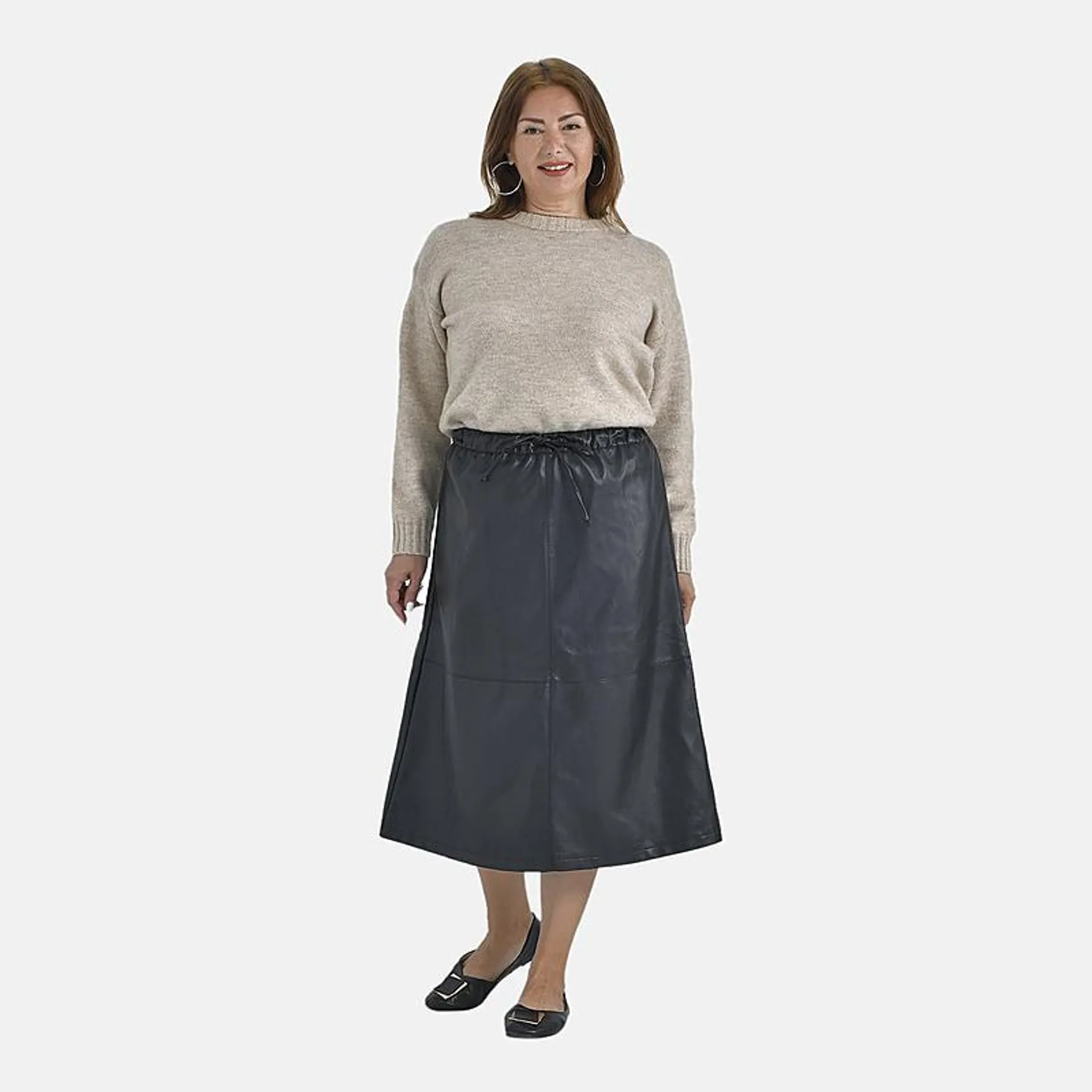 TAMSY Leatherette Skirt - Black