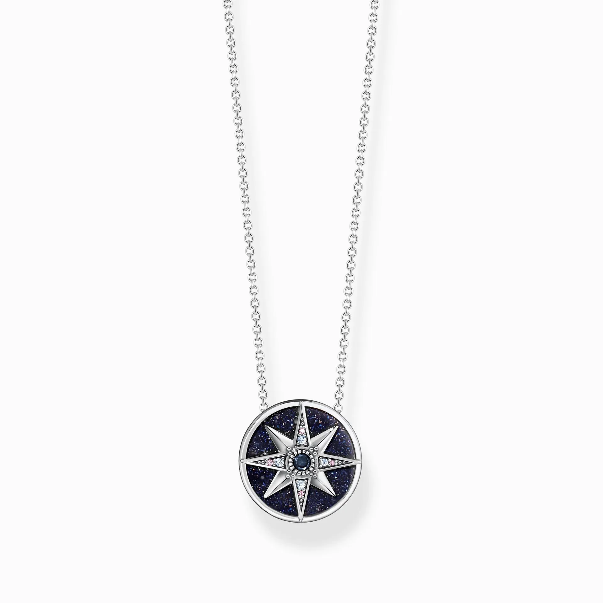 Necklace Royalty star with stones silver