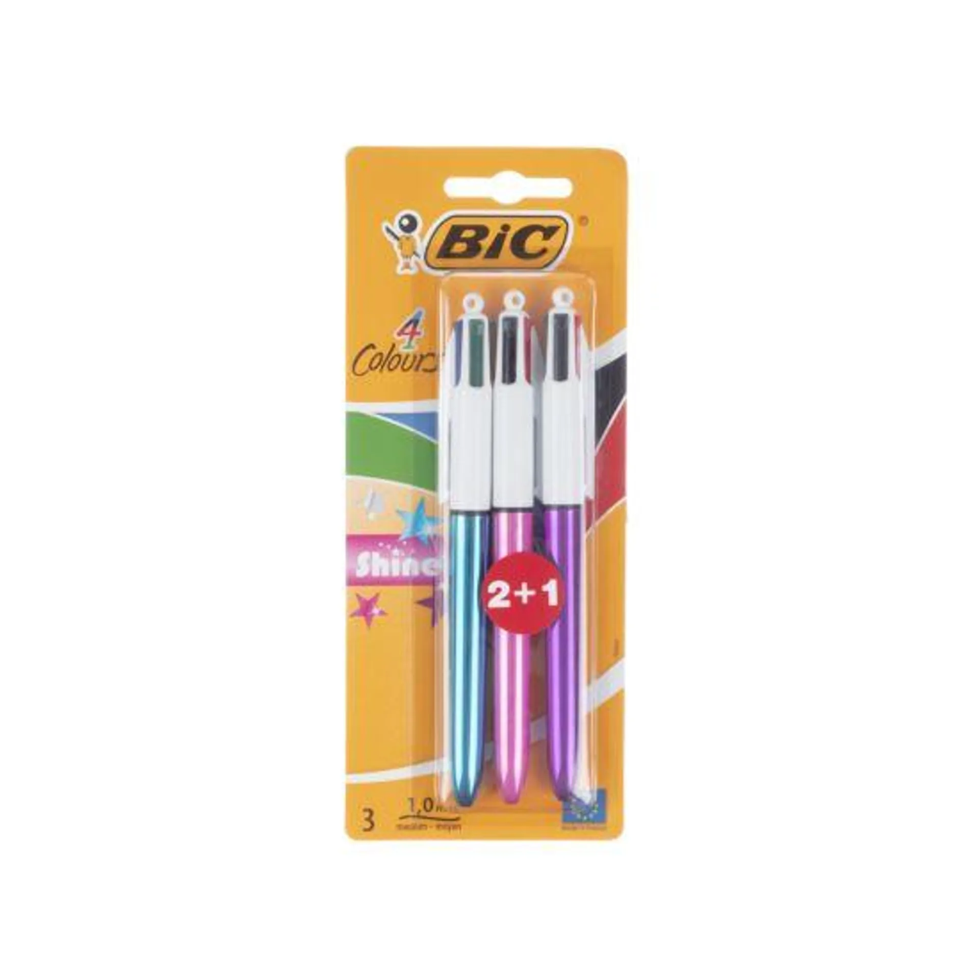 BiC 4 Colour Shine Pack of 2 Plus 1 Standard Colours