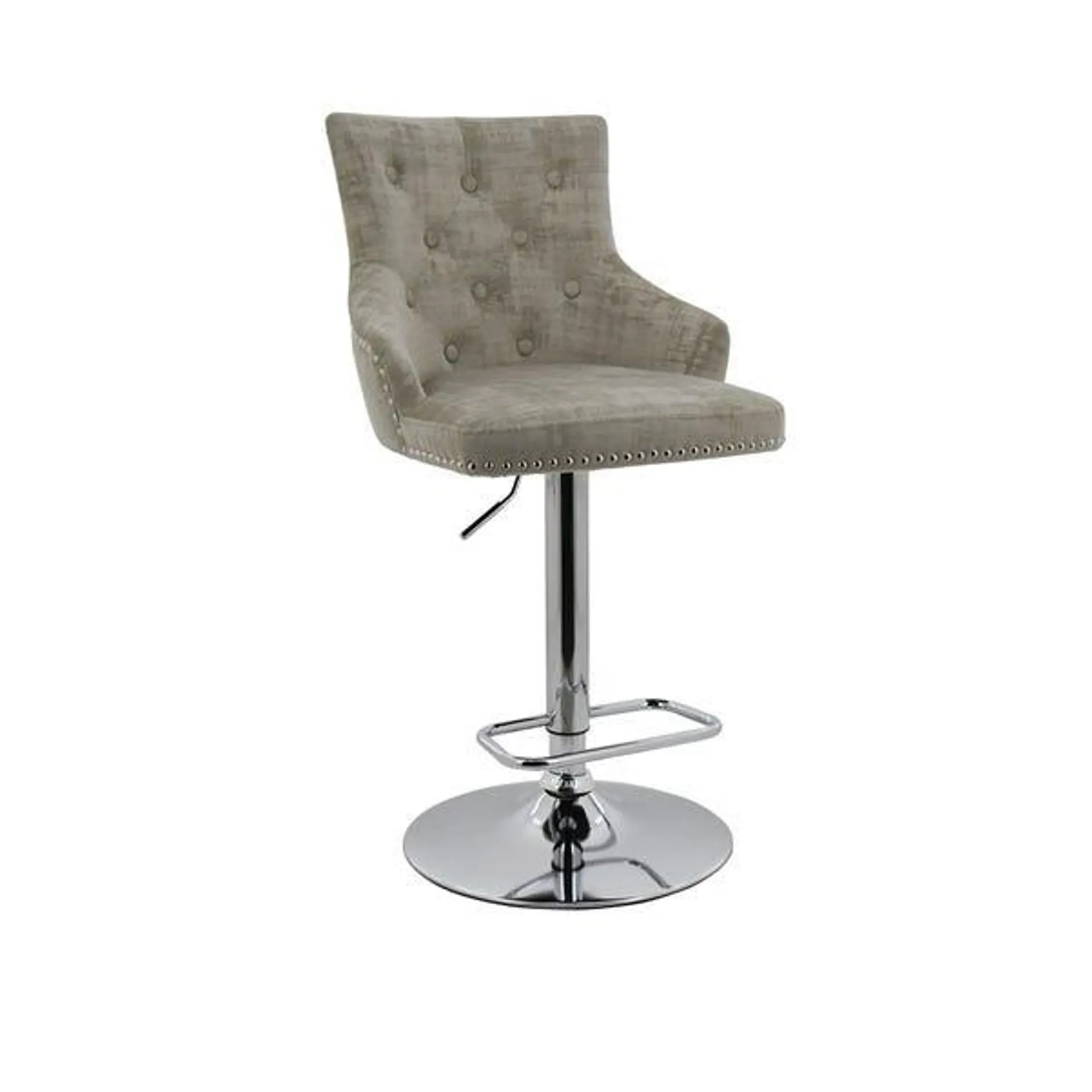 Selena Adjustable Height Swivel Bar Stool, Velvet