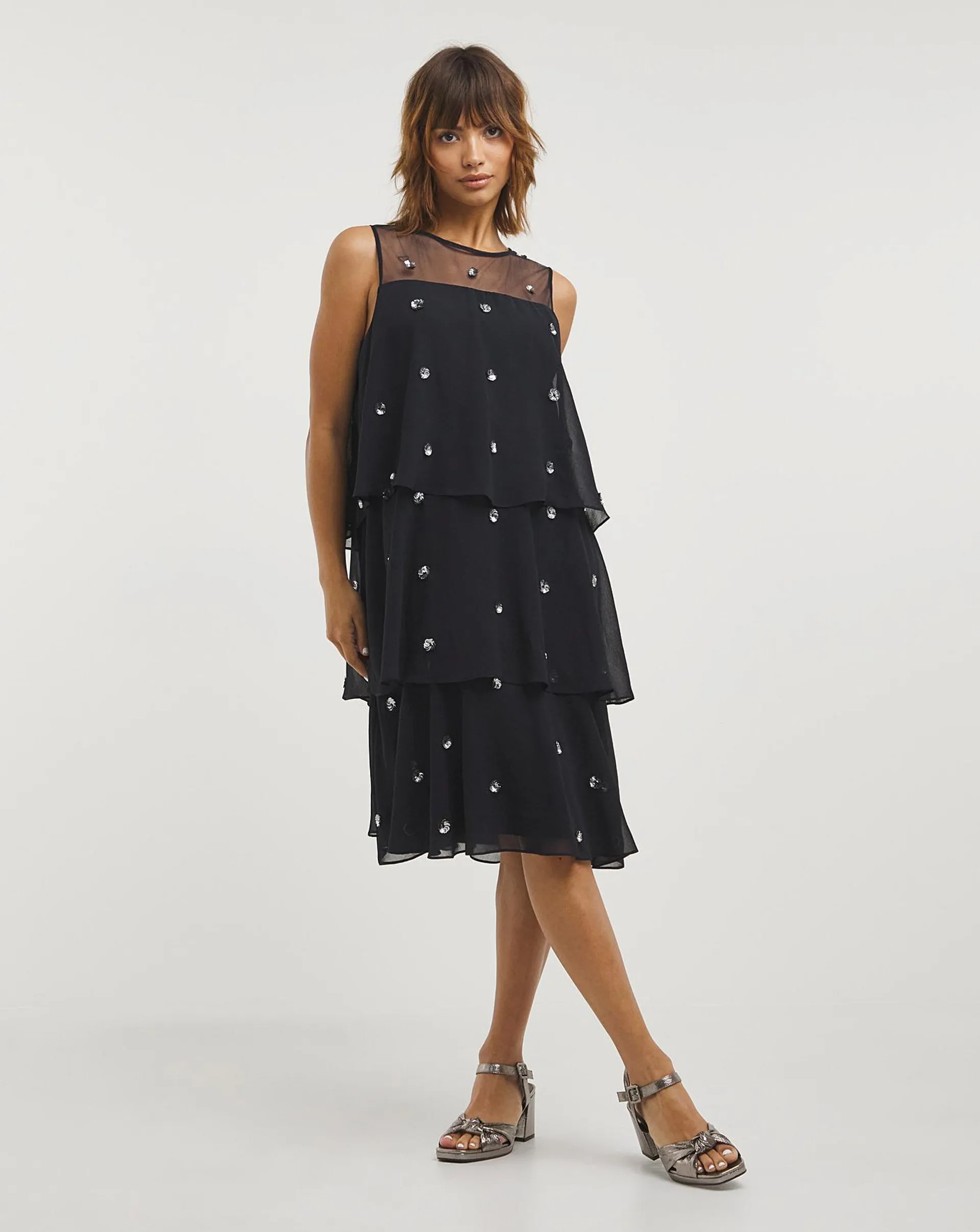 Joanna Hope Tiered Embellished Dress