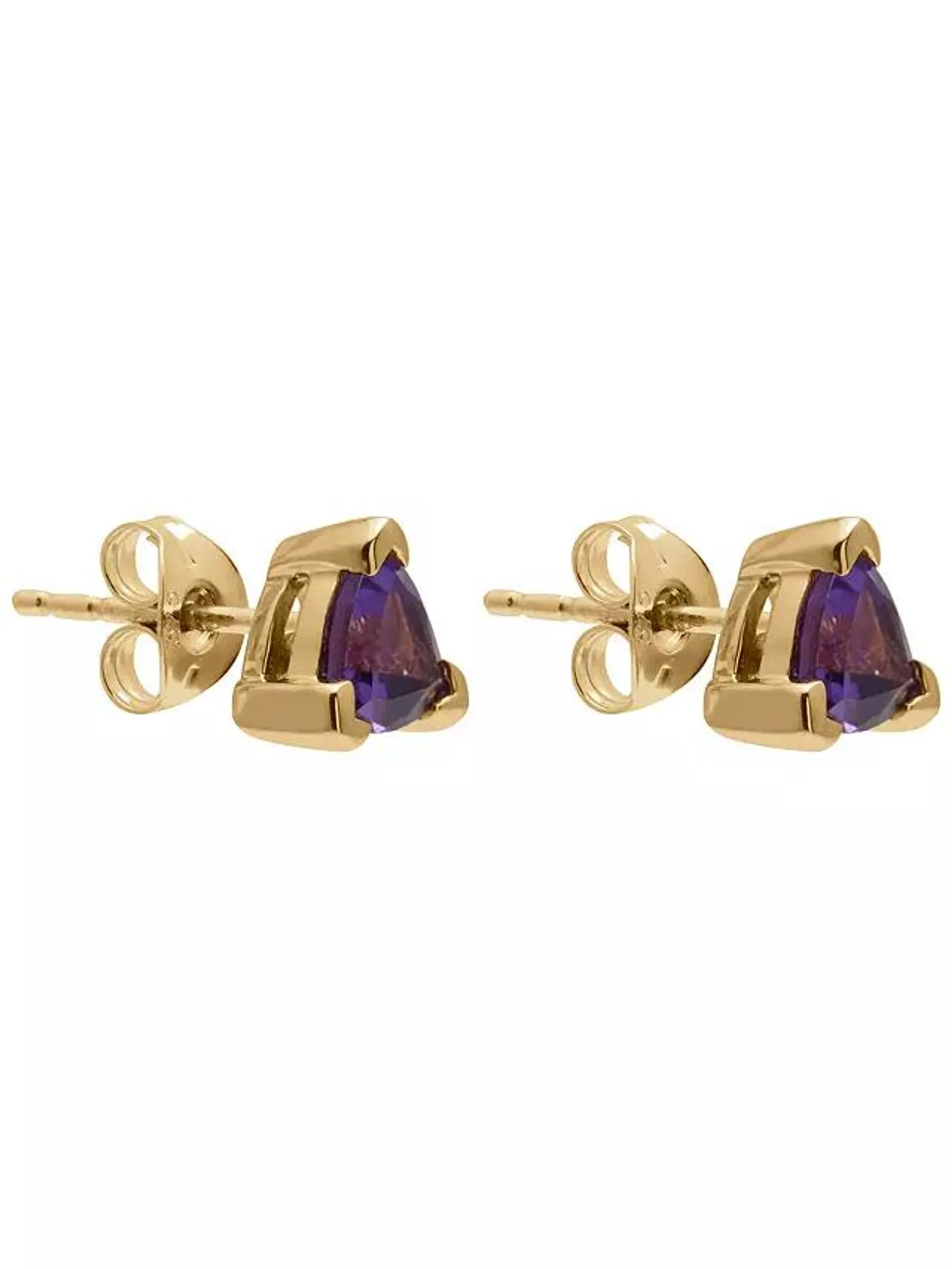 A B Davis 9ct Gold Amethyst Triangular Stud Earrings, Purple