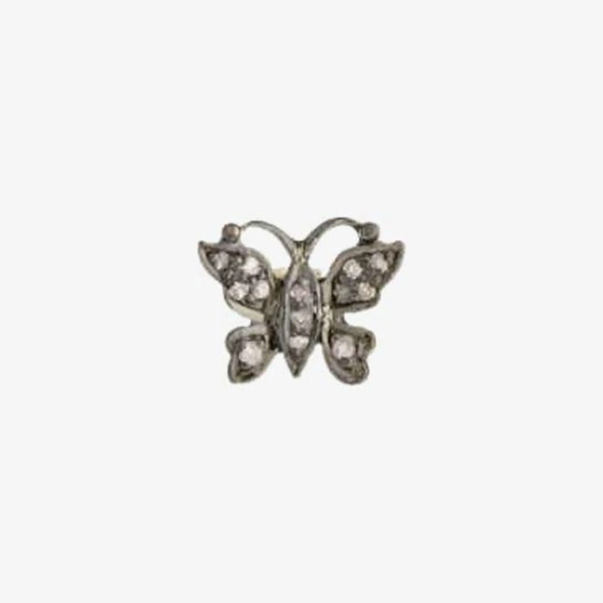 Oxidised Silver and Diamond Small Butterfly Ring Charm