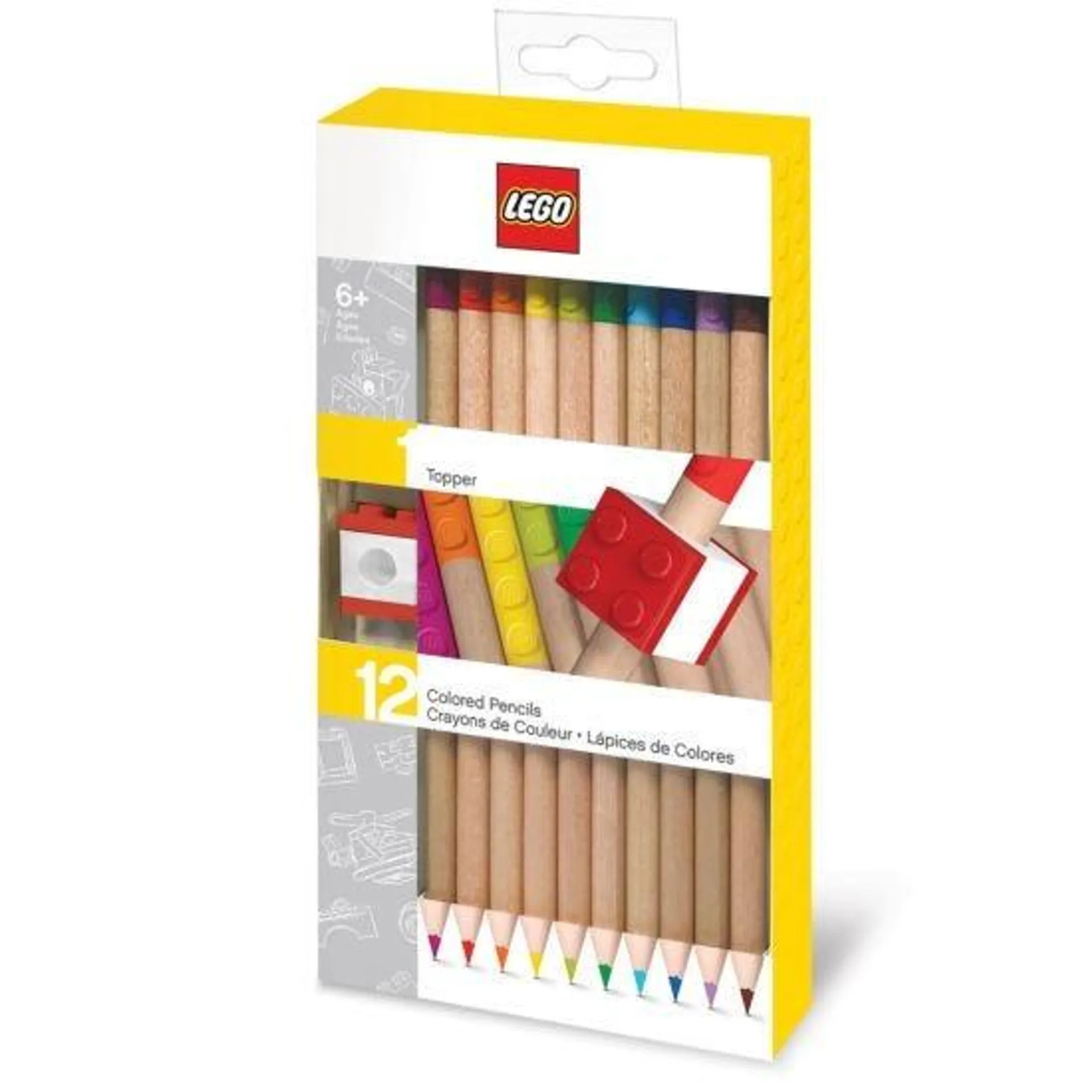 LEGO Iconic Writing Instrument - Pack of 12 Coloured Pencils with Topper