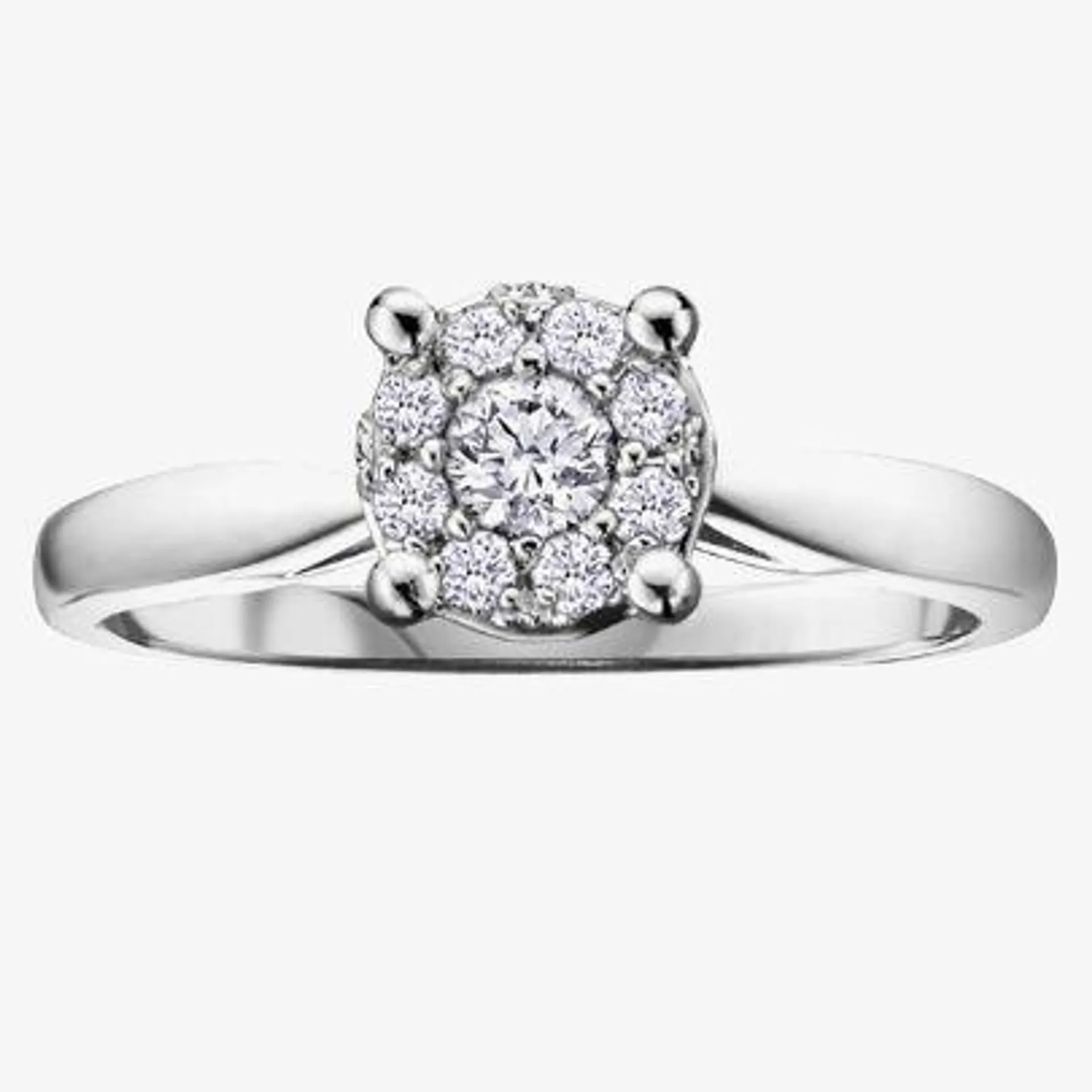 9ct White Gold 0.06ct Diamond Round Cluster Ring