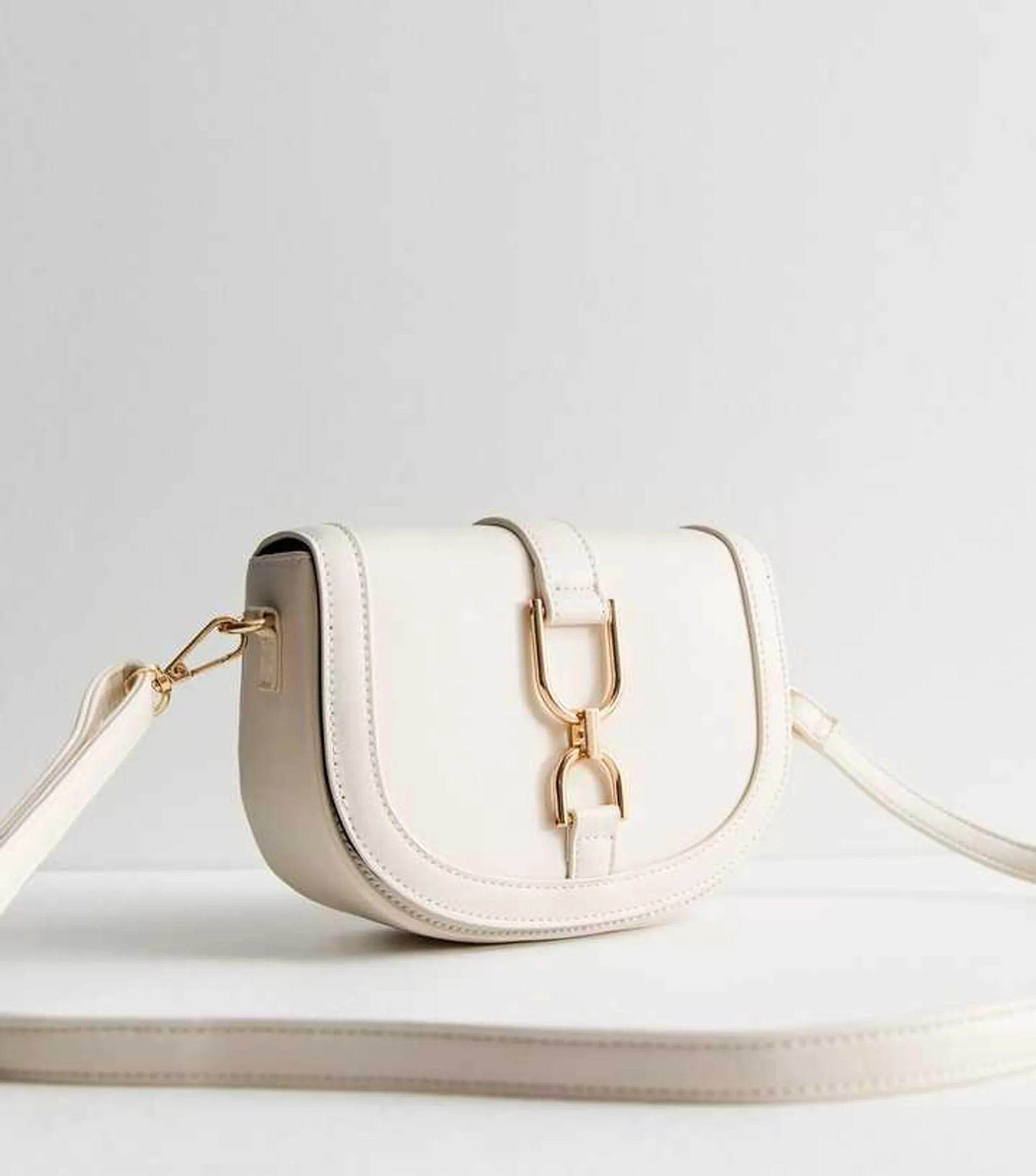 Cream Cross-Body Saddle Bag