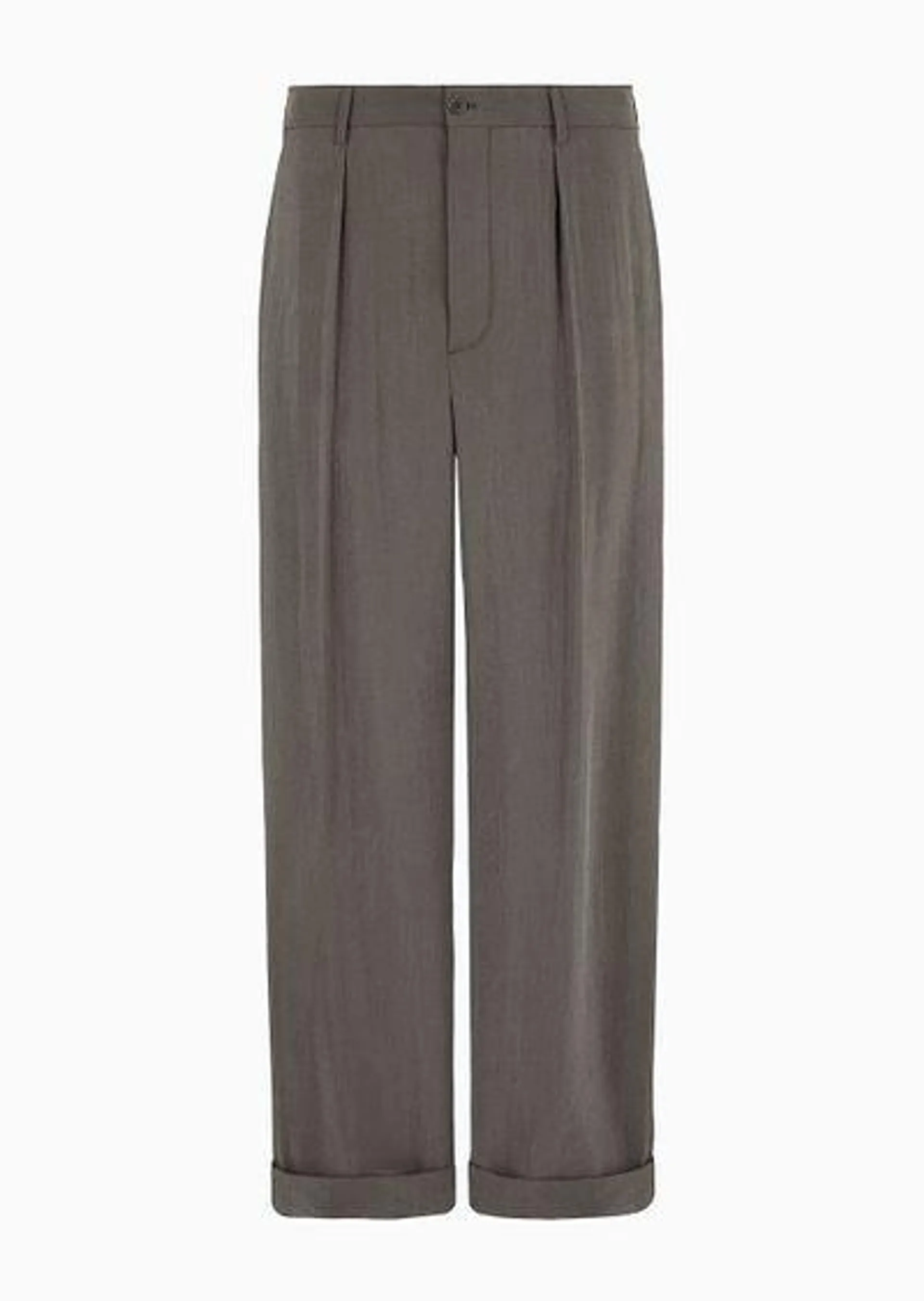 Washed, silk-blend, single-pleat trousers