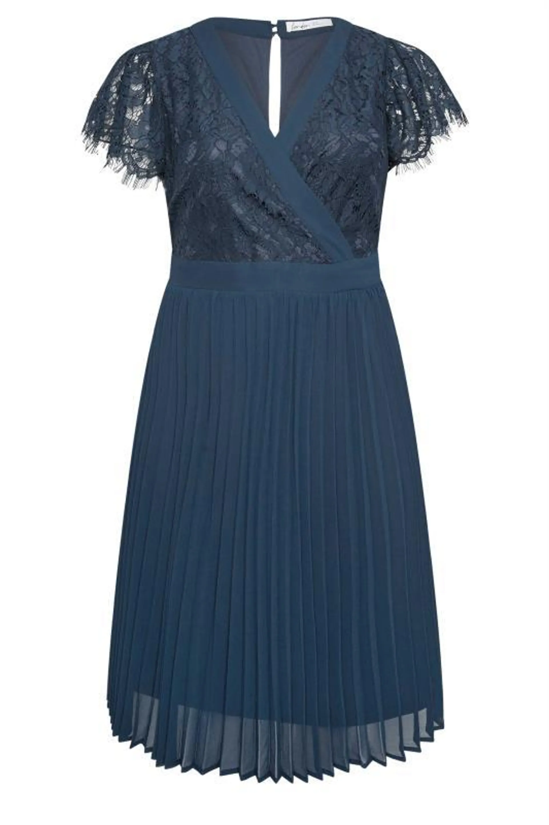 YOURS LONDON Curve Navy Blue Lace Wrap Midi Dress