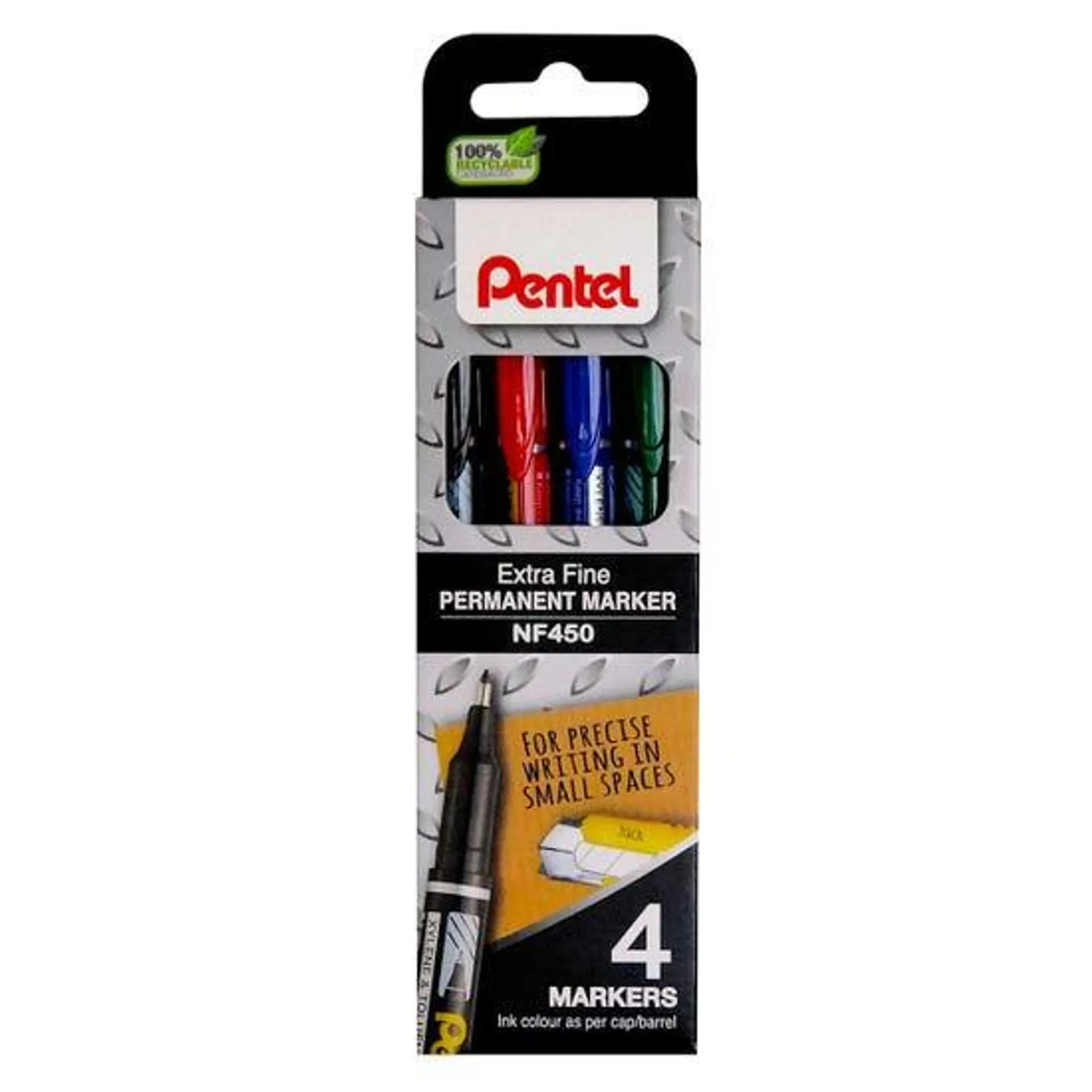 Pentel Extra Fine Permanent Marker Pack of 4 Assorted