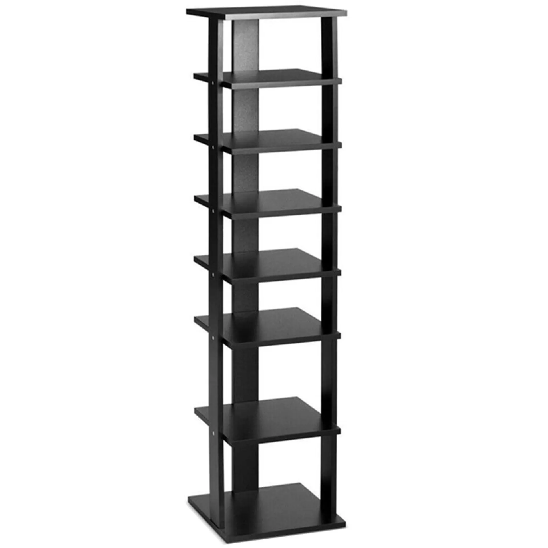 Costway 7 Shelf Black Wooden Vertical Shoe Rack