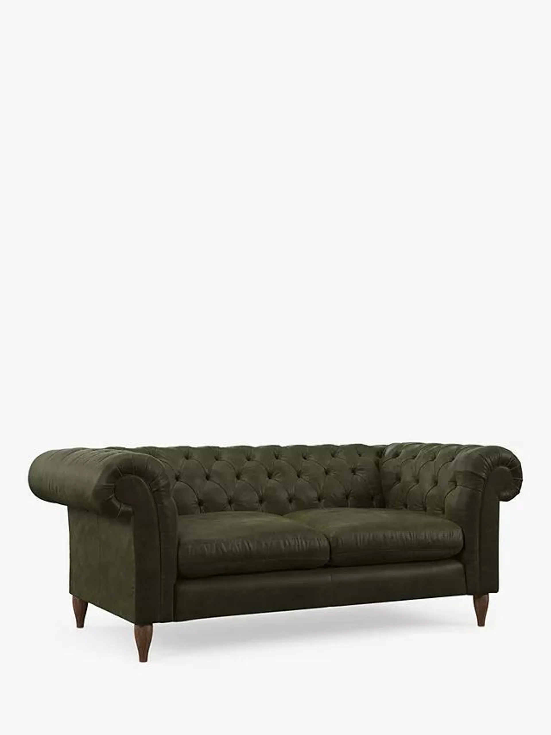 John Lewis Cromwell Large 3 Seater Leather Sofa, Dark Leg, Demetra Green