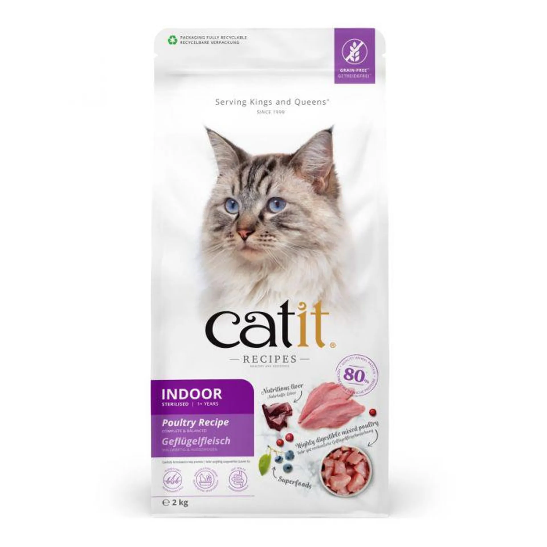 Catit Recipes Indoor/Sterilised Poultry Recipe Dry Cat Food 2kg