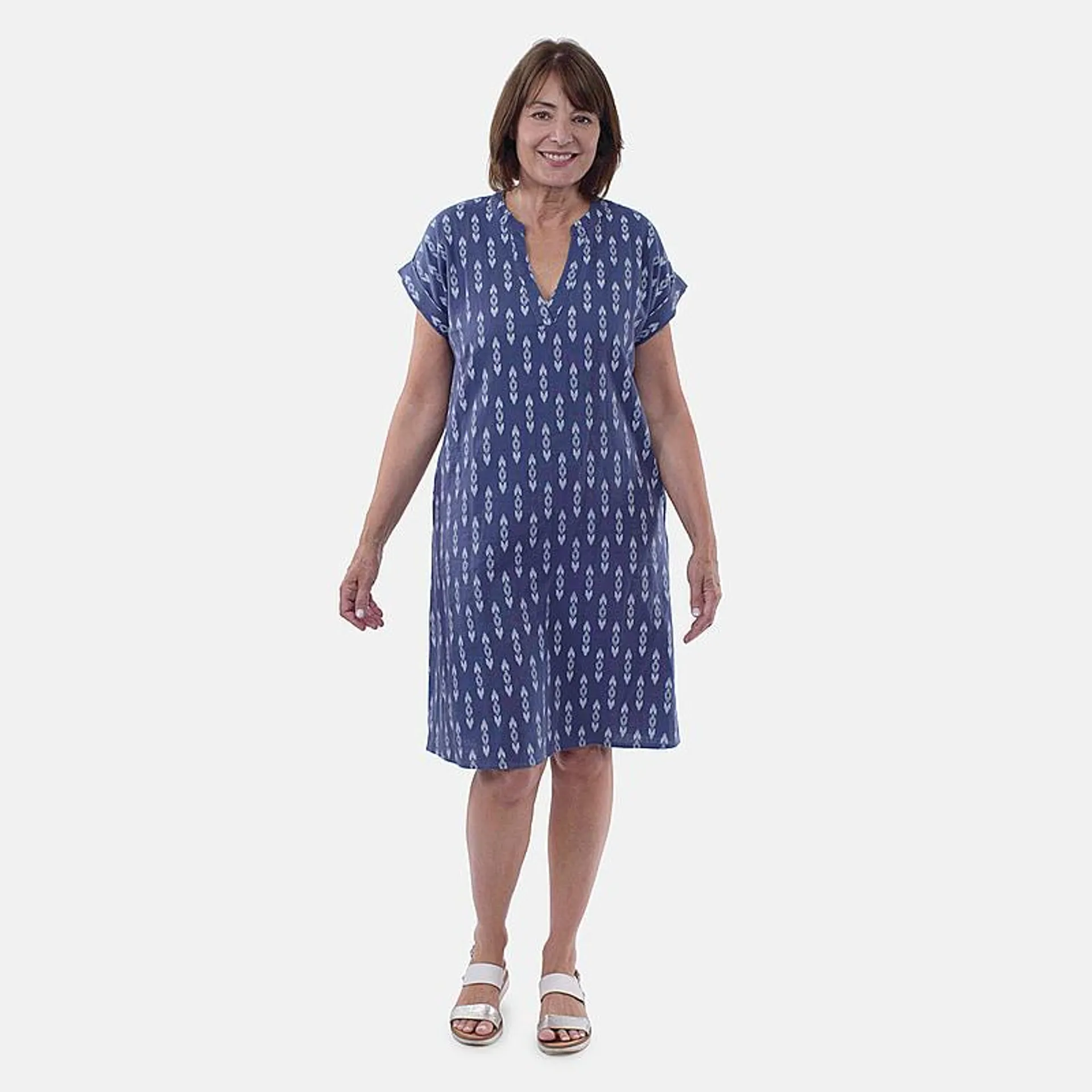 Tamsy Linen Rich Dress With Pockets