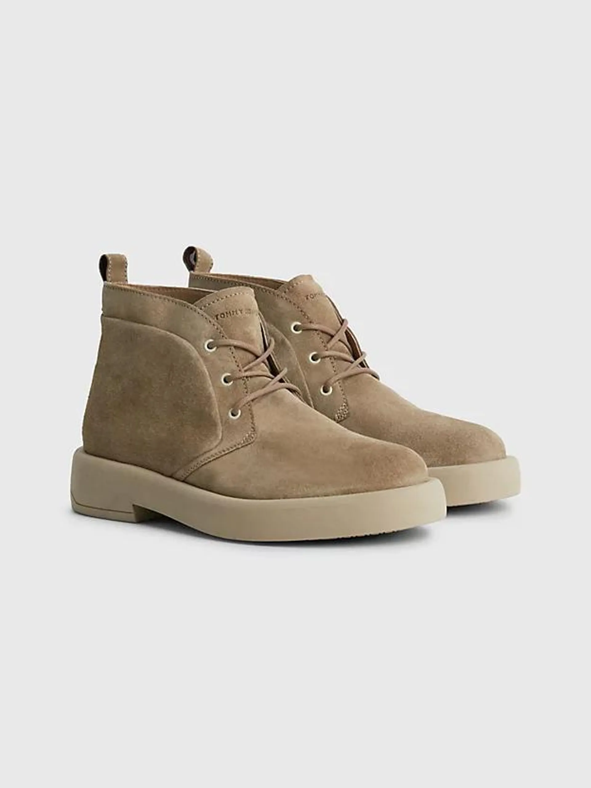 Suede Chunky Sole Lace-Up Boots