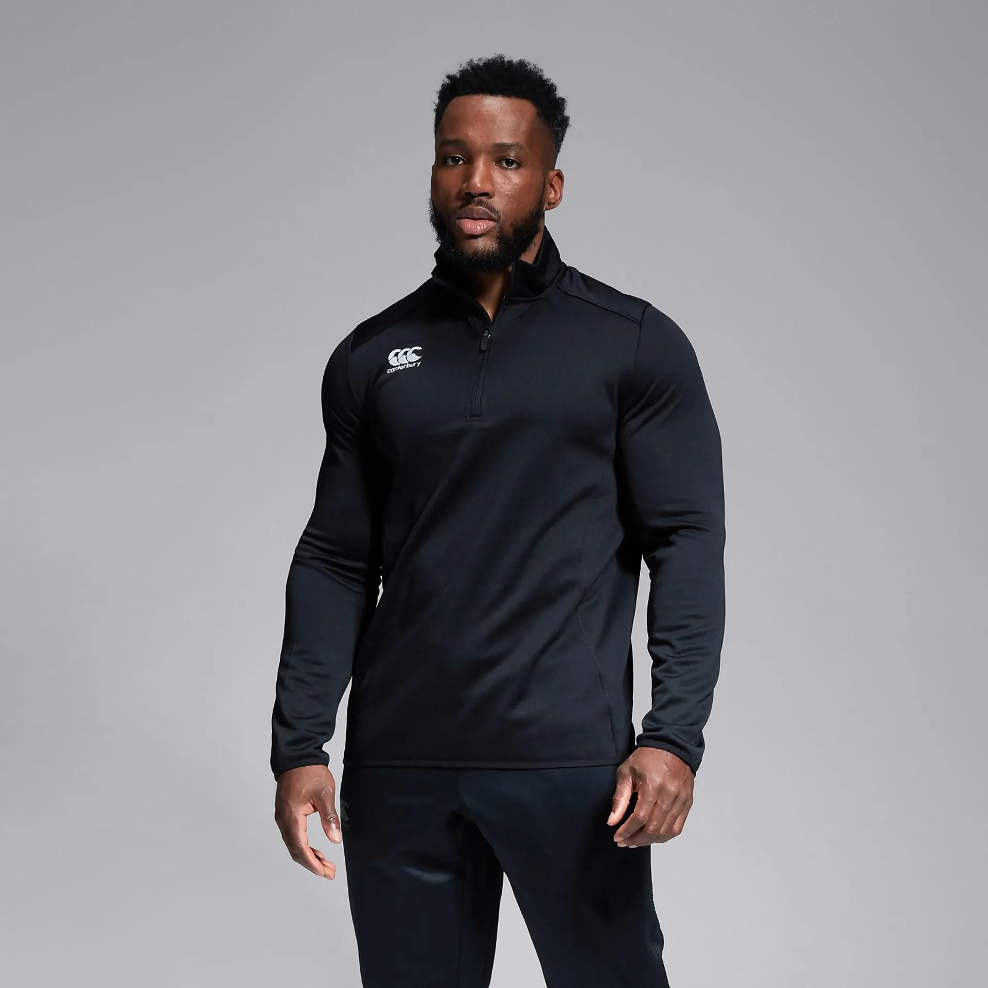 MENS CLUB 1/4 ZIP MID LAYER TRAINING TOP BLACK