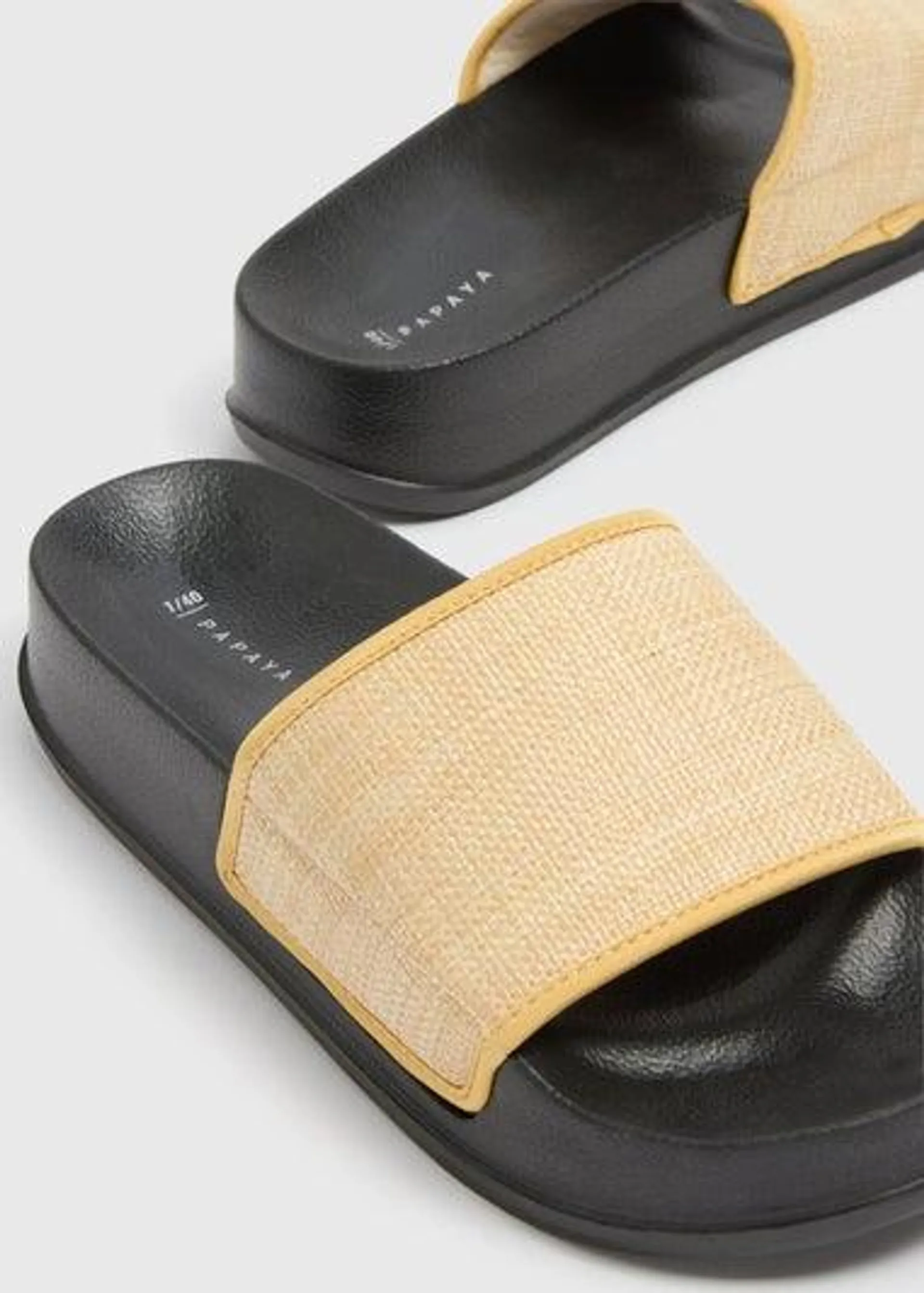 Natural Raffia Flatform Slider