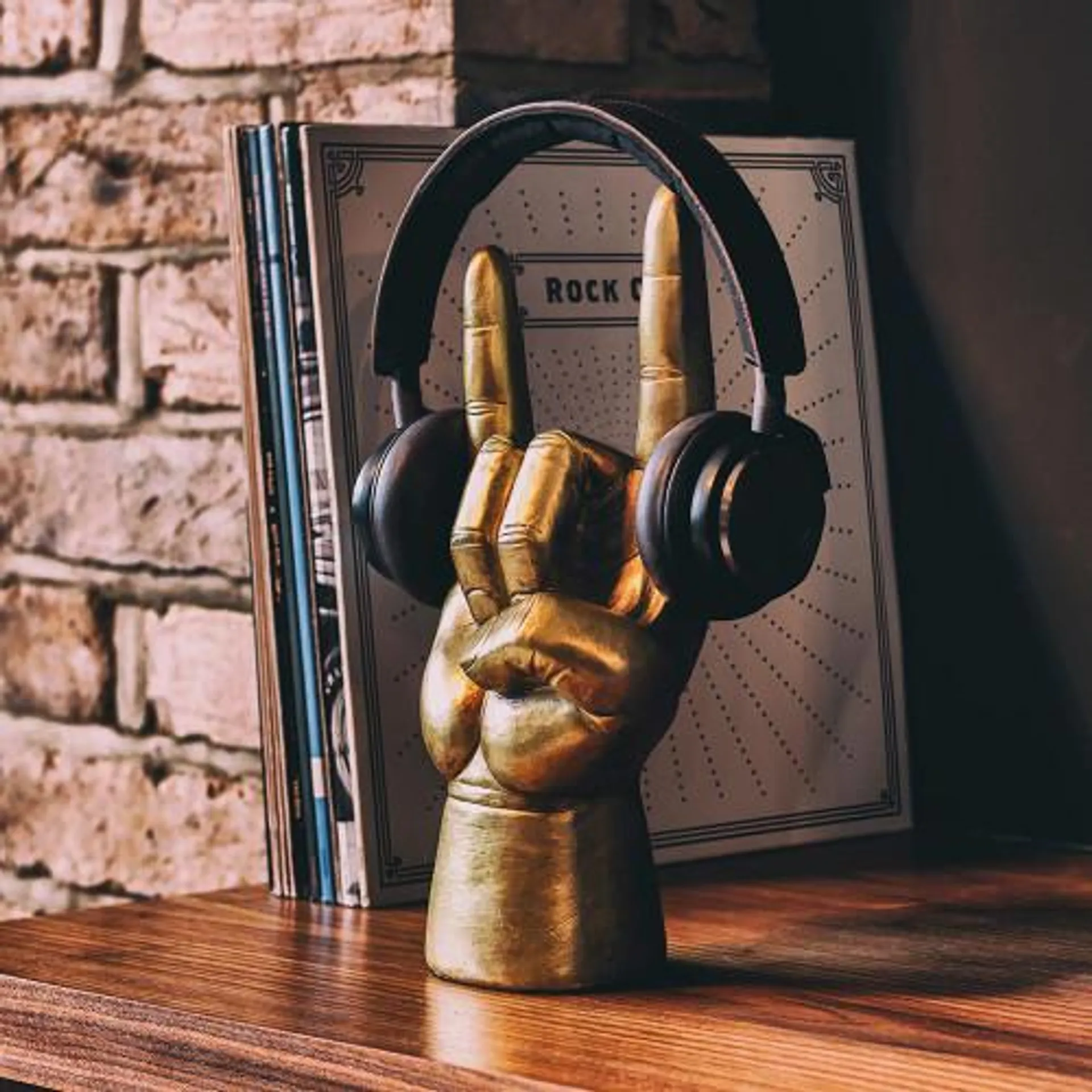 Rock On Gold Headphones Stand - Large