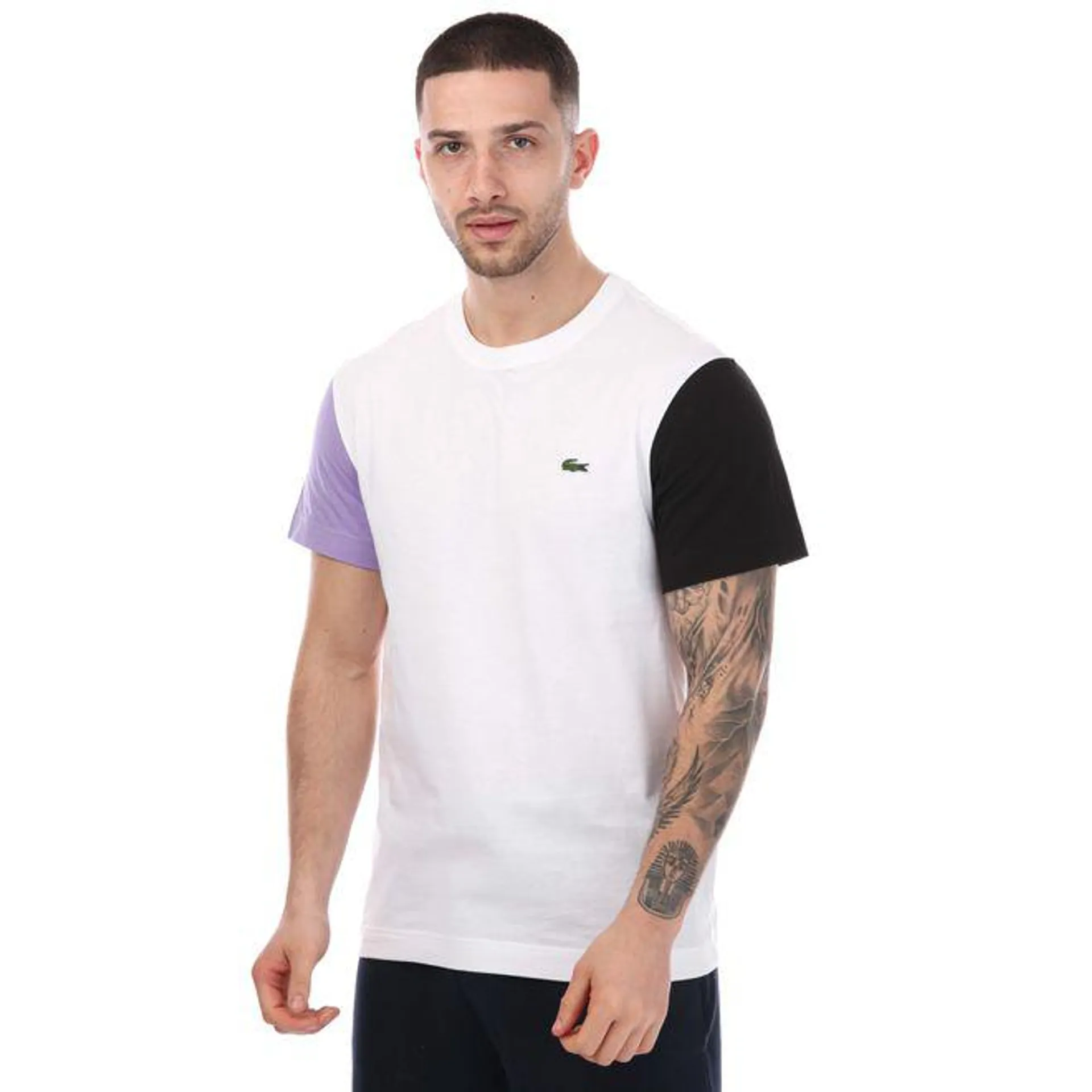 Lacoste Mens Regular Fit Colour-Block T-Shirt in White