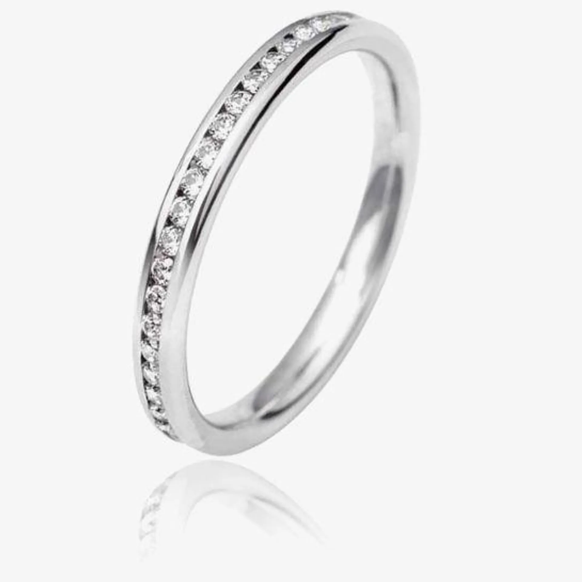 9ct White Gold 2.5mm Full Channel Set Diamond Court Wedding Ring