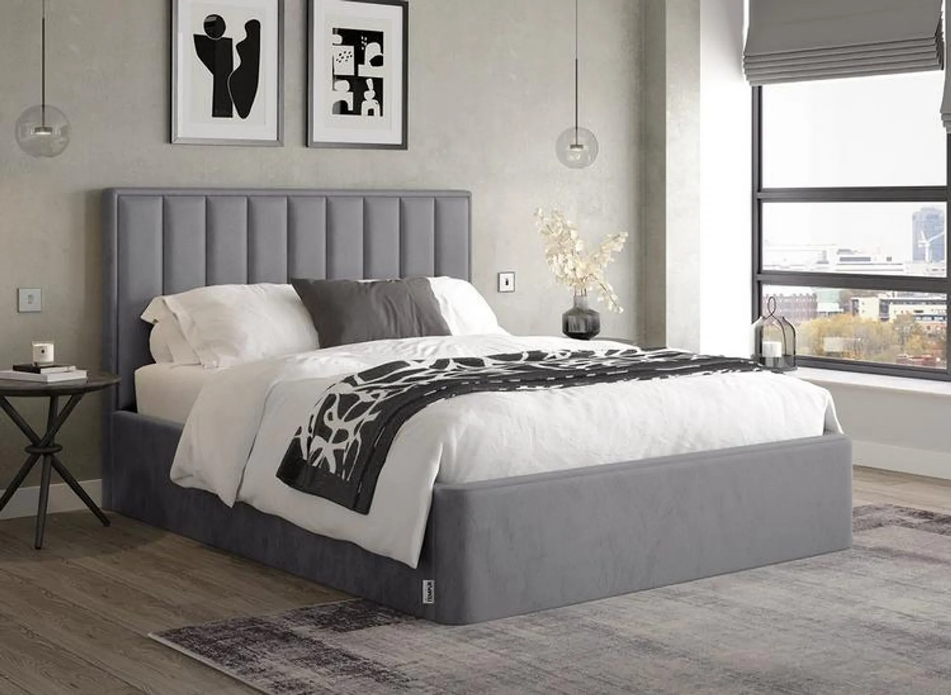 TEMPUR® Duke Velvet-Finish Ottoman Bed Frame