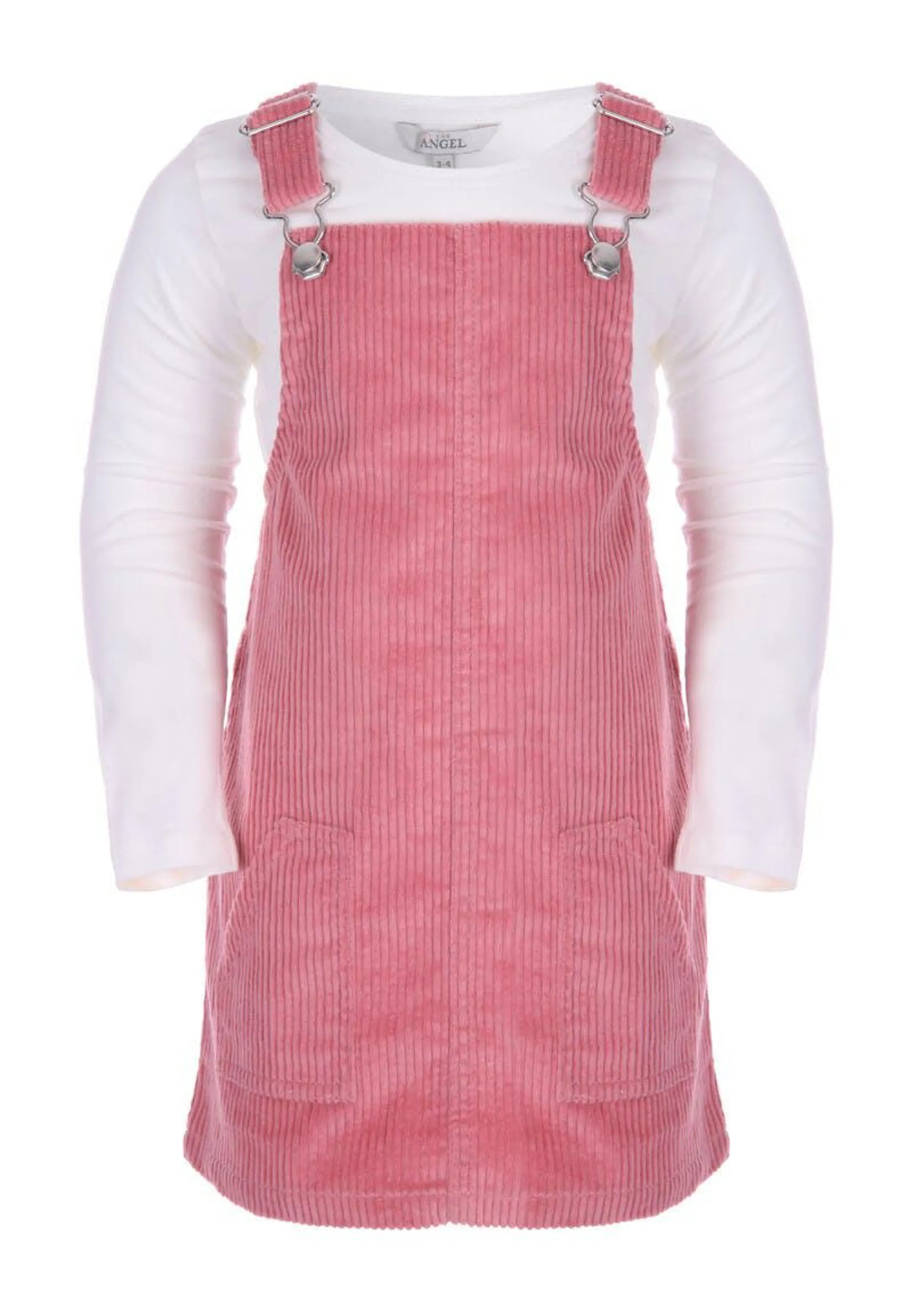 Younger Girls Pink Cord 2-in-1 Dress