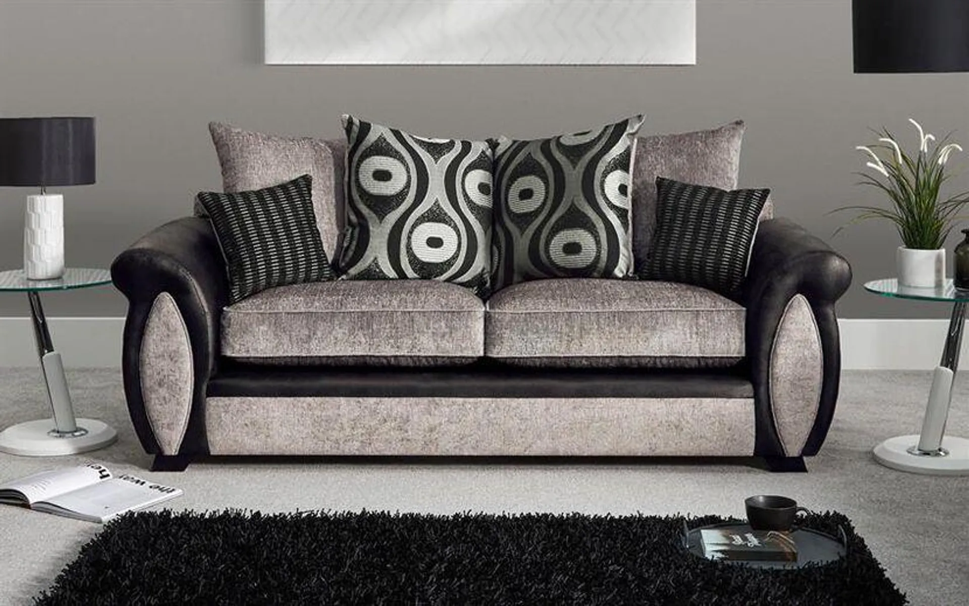 Maddie Fabric 3 Seater Scatter Back Sofa