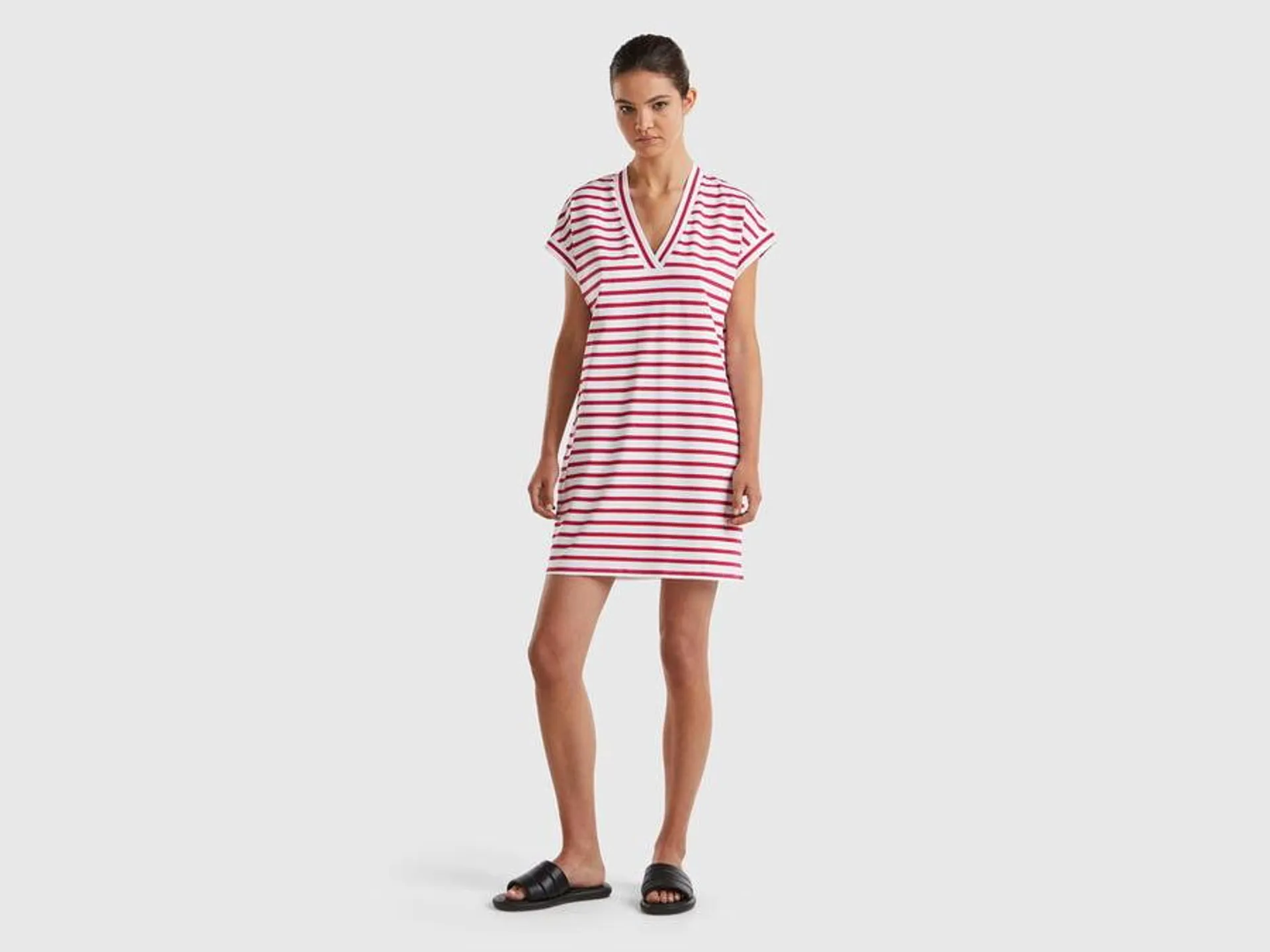 Striped dress with V-neck