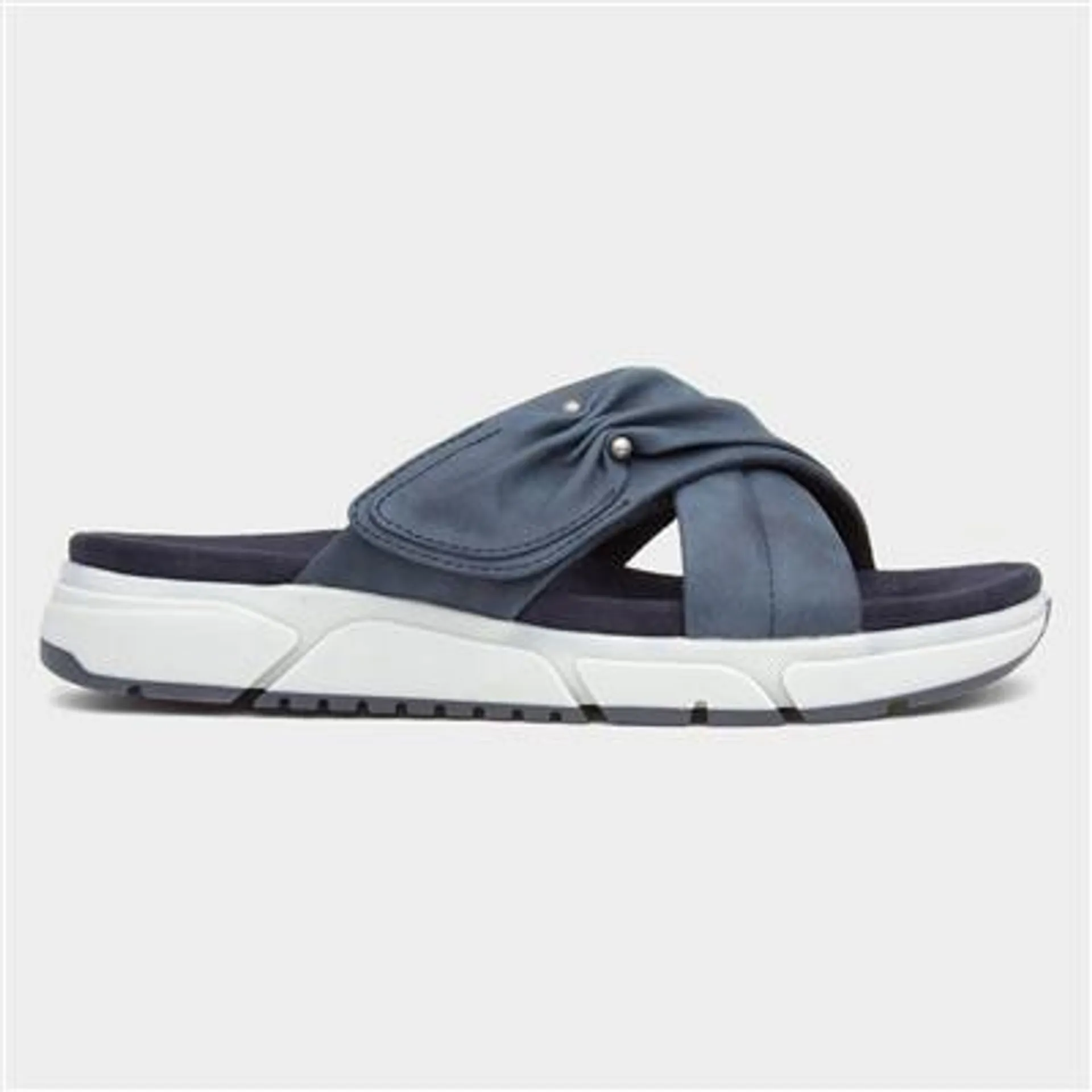 Shannon Womens Navy Cross Over Mule Sandal