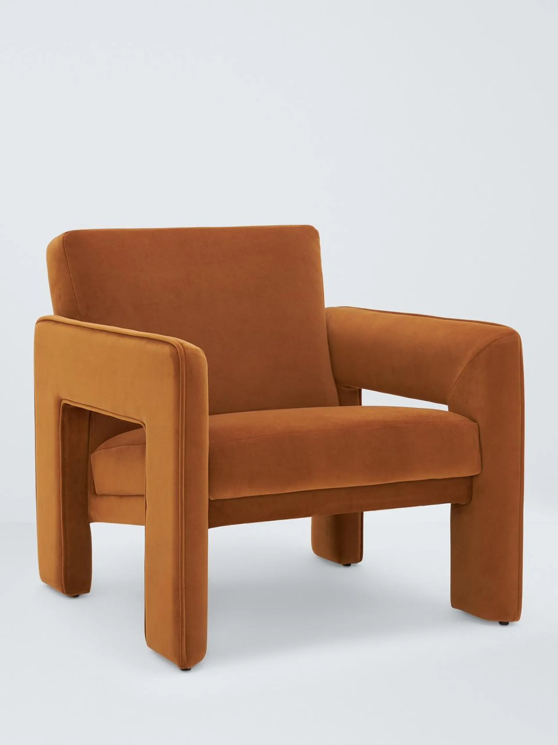 John Lewis Blocky Armchair, Caramel Velvet