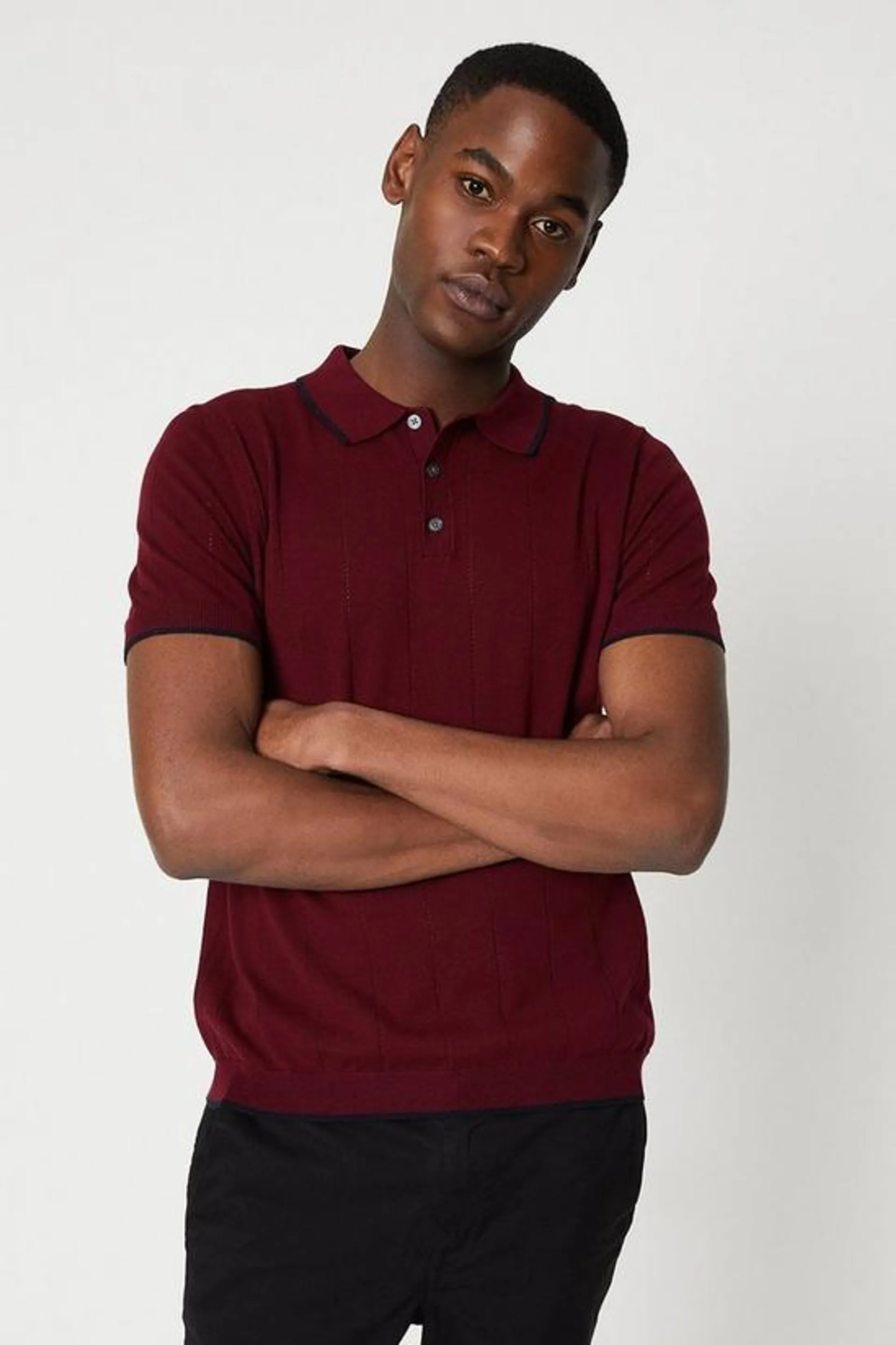 Pointelle Knitted Polo