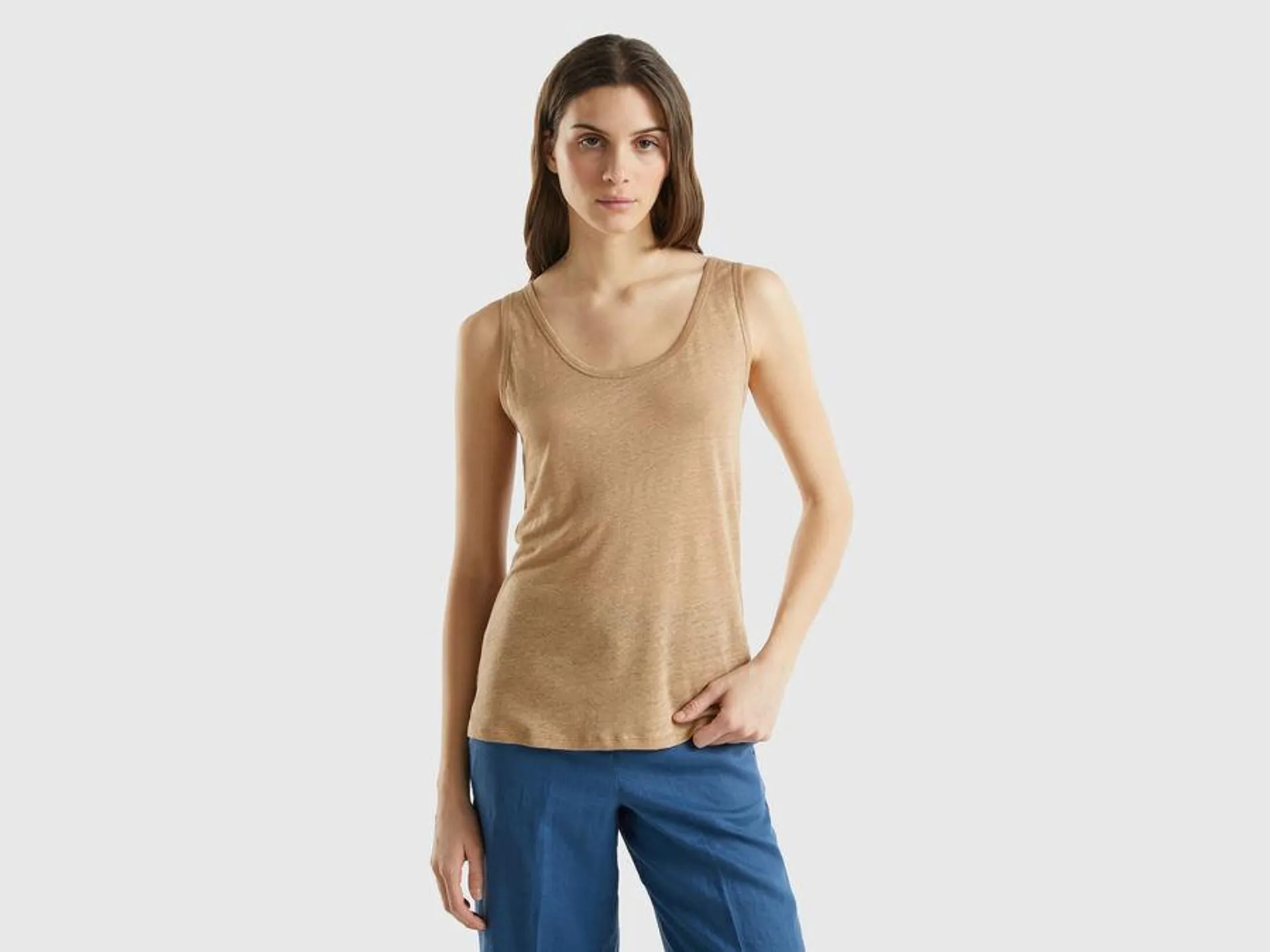 Tank top in pure linen