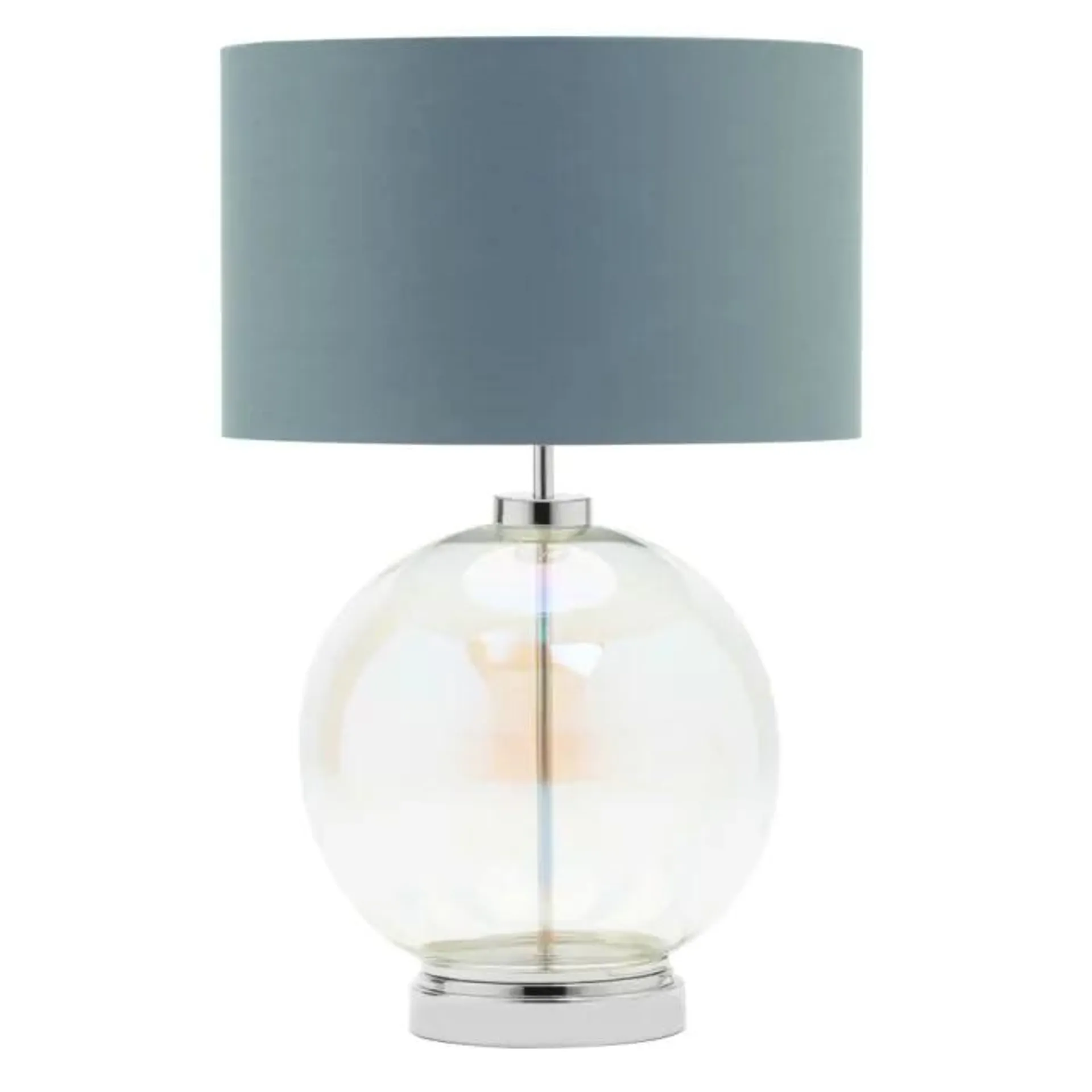Metro Iridescent Glass Sphere Table Lamp, Nickel and Grey