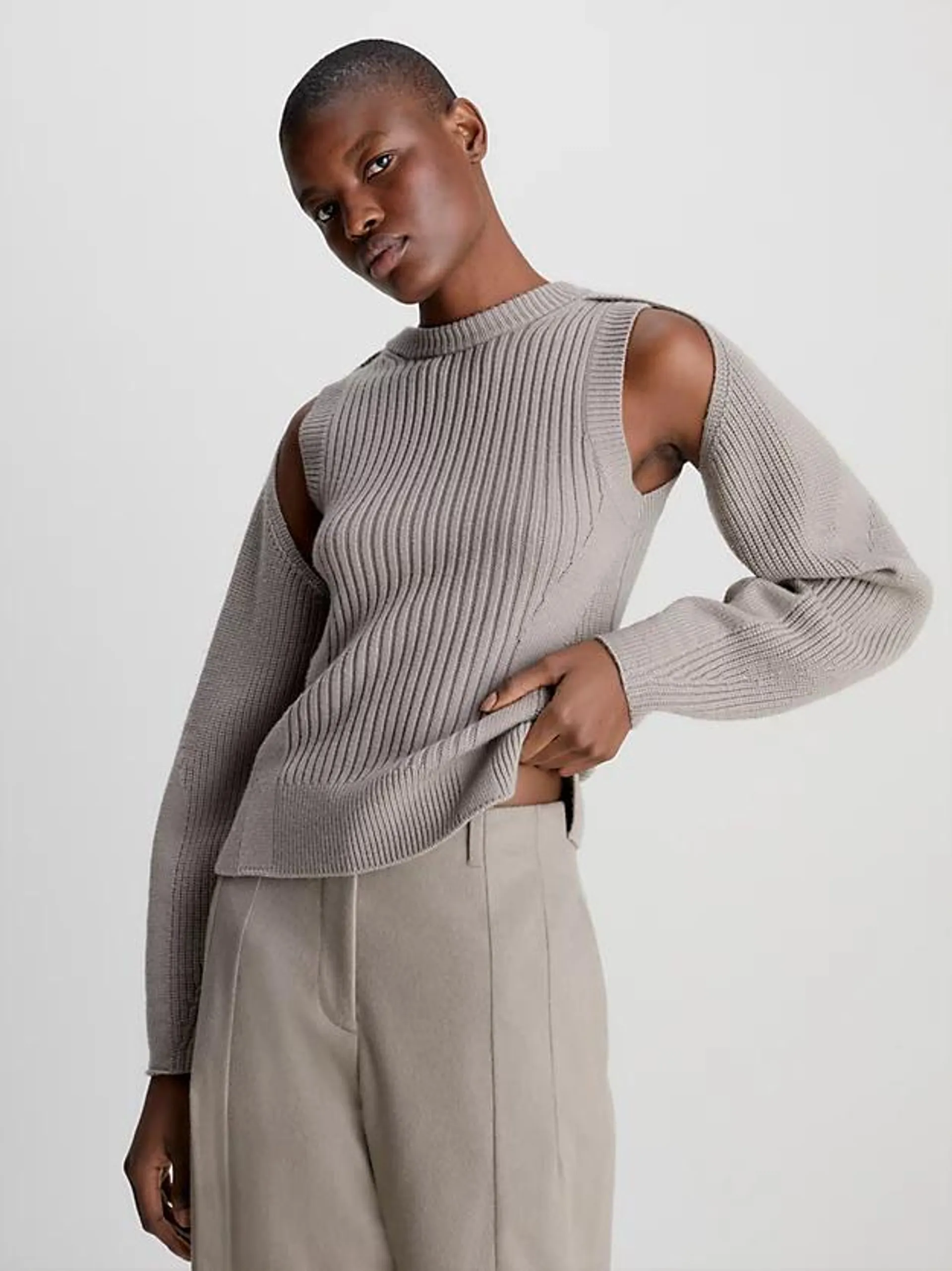 Wool Ribbed Cut Out Jumper
