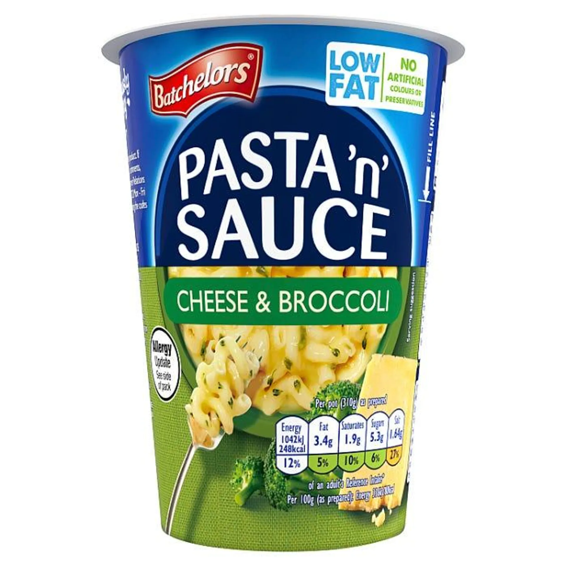 Batchelors Pasta 'n' Sauce Cheese & Broccoli Flavour Instant Pasta Pot, 65g