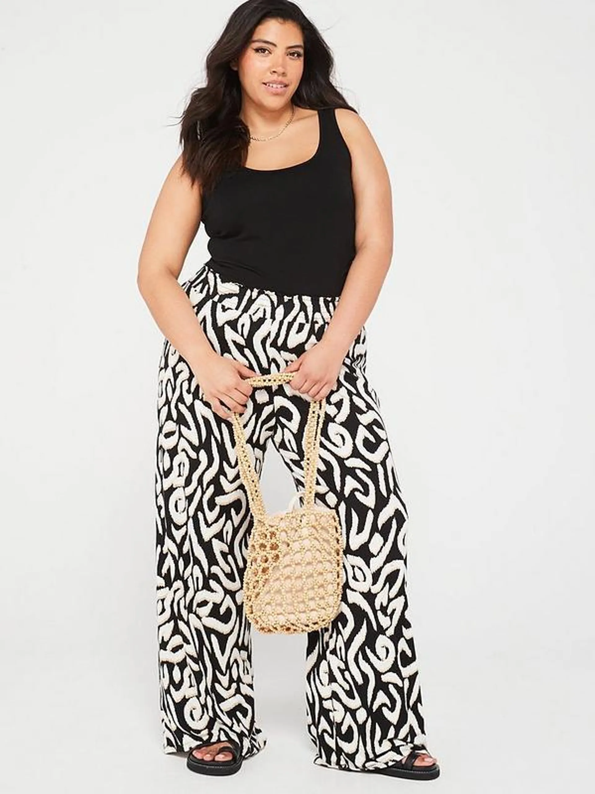 Stretch Wide Leg Trouser - Print