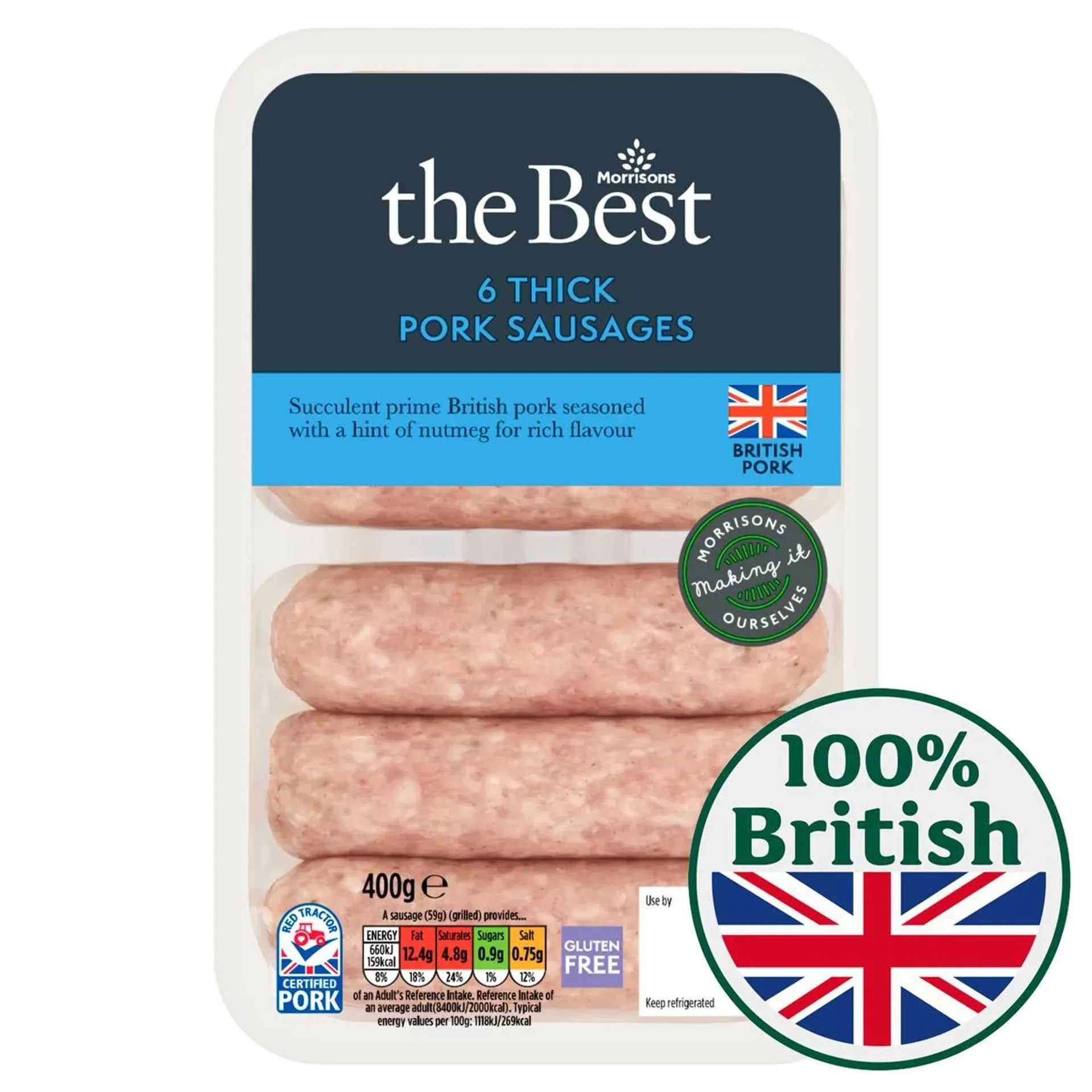 Morrisons The Best 6 Thick Pork Sausages