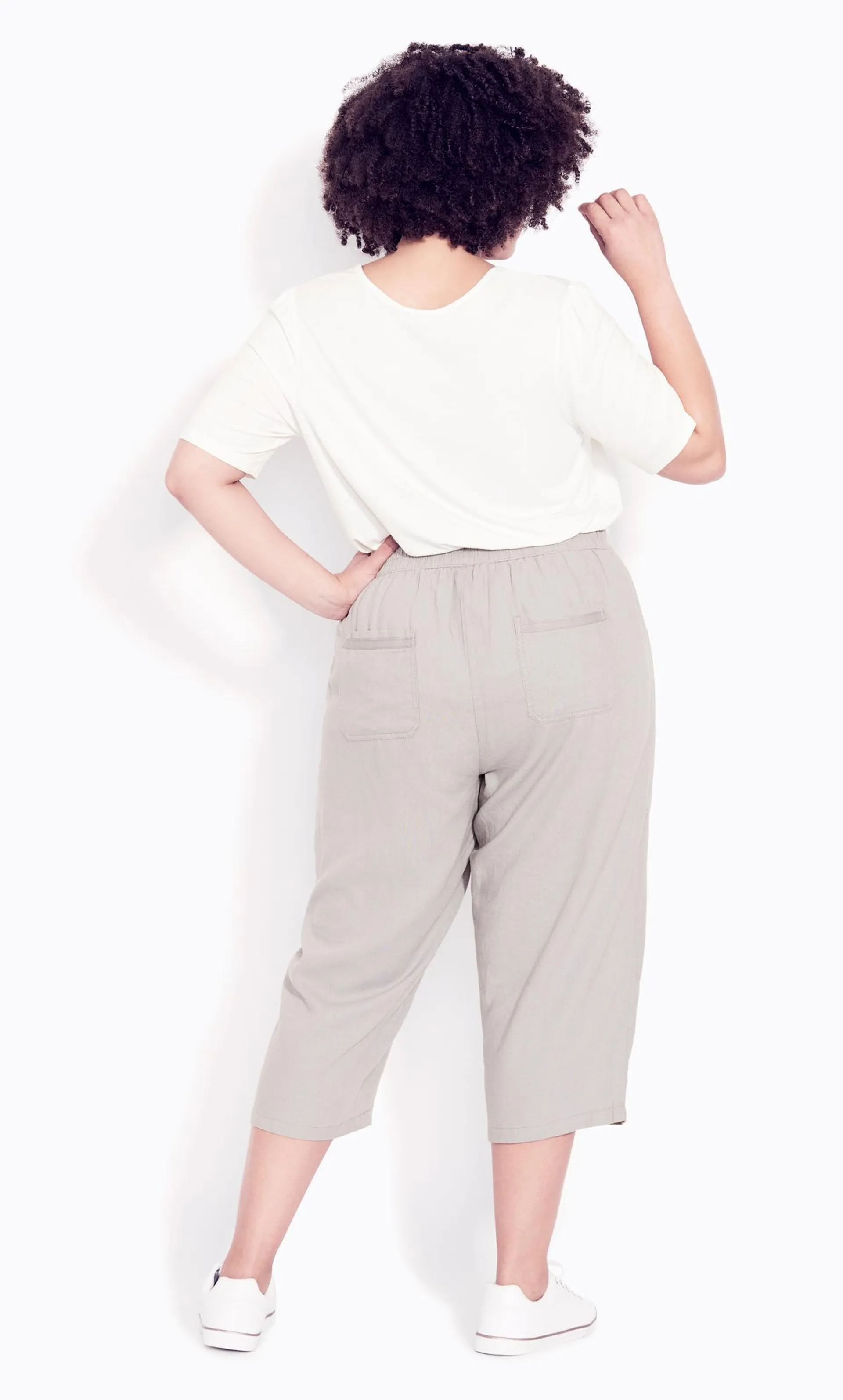 Evans Brown Elasticated Waist Cropped Trousers