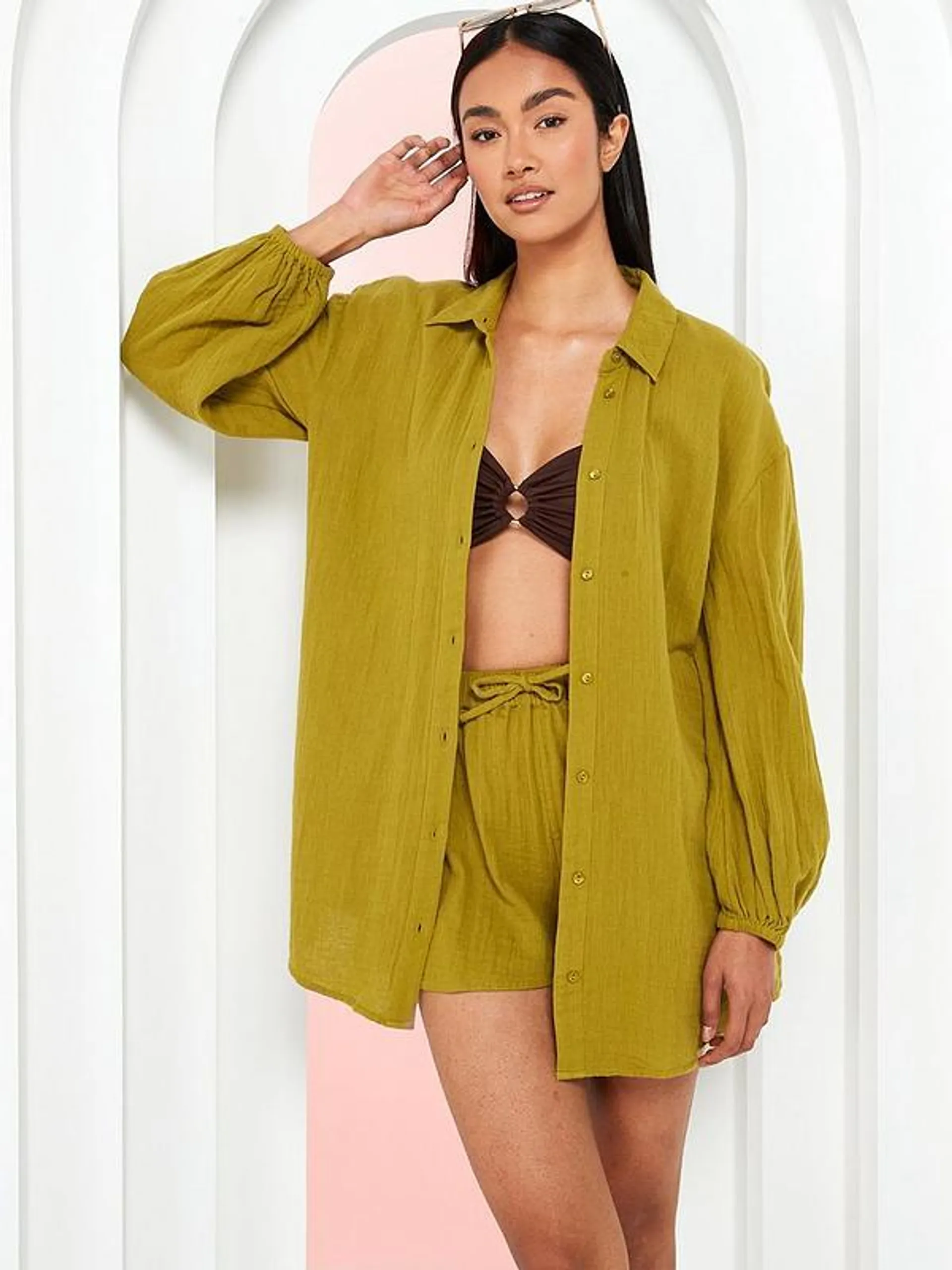 Cheesecloth Shirt Co-ord - Green